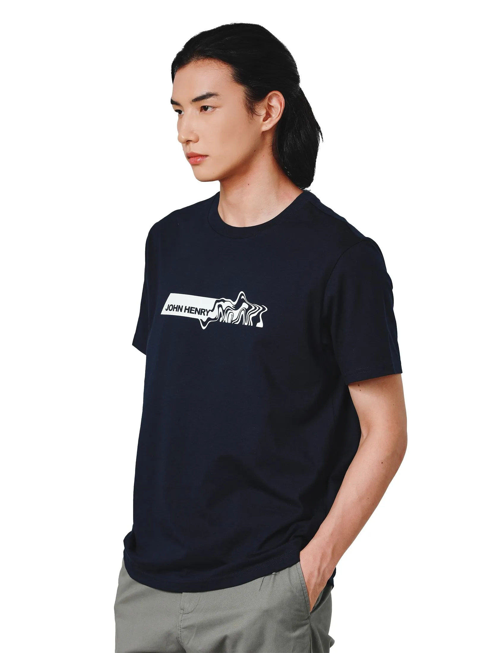 JOHN HENRY Men's T-Shirts (Slim Fit) ICONIC AF Navy