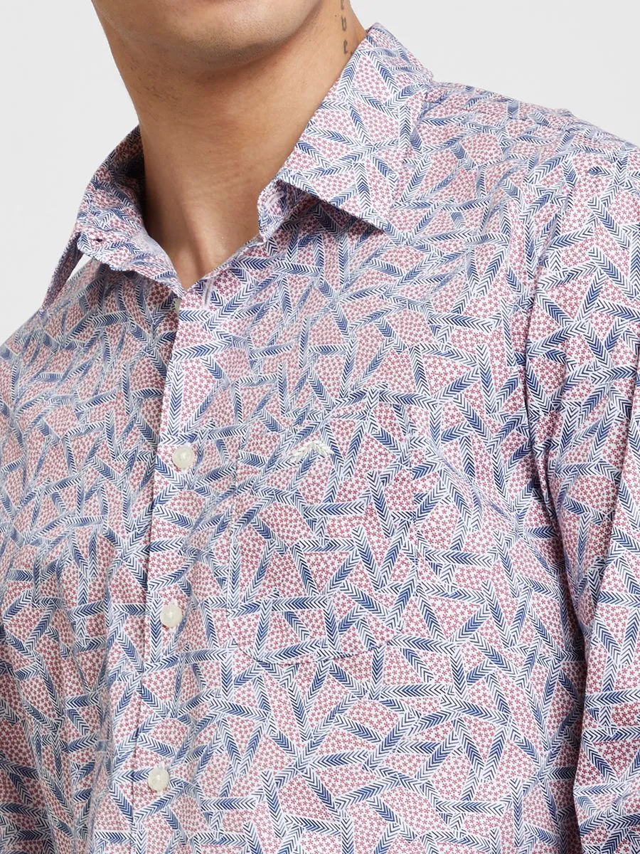 ALUMNUS Men Shirt Long Sleeves Pattern Print Red