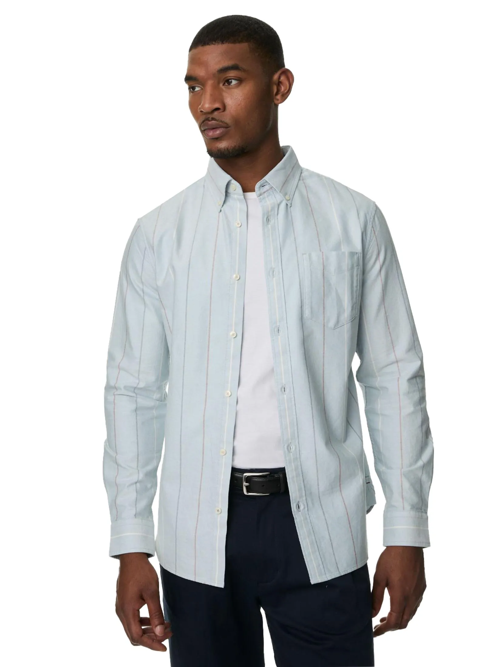 MARKS & SPENCER Men Shirt Pure Cotton Striped Oxford