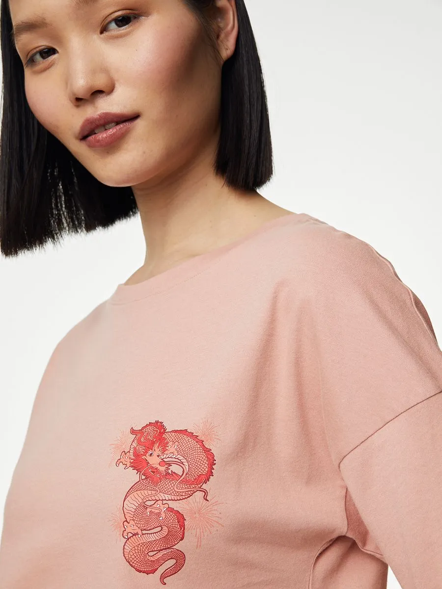 MARKS & SPENCER Women Pyjama Set Pure Cotton Lunar New Year Fire Brick