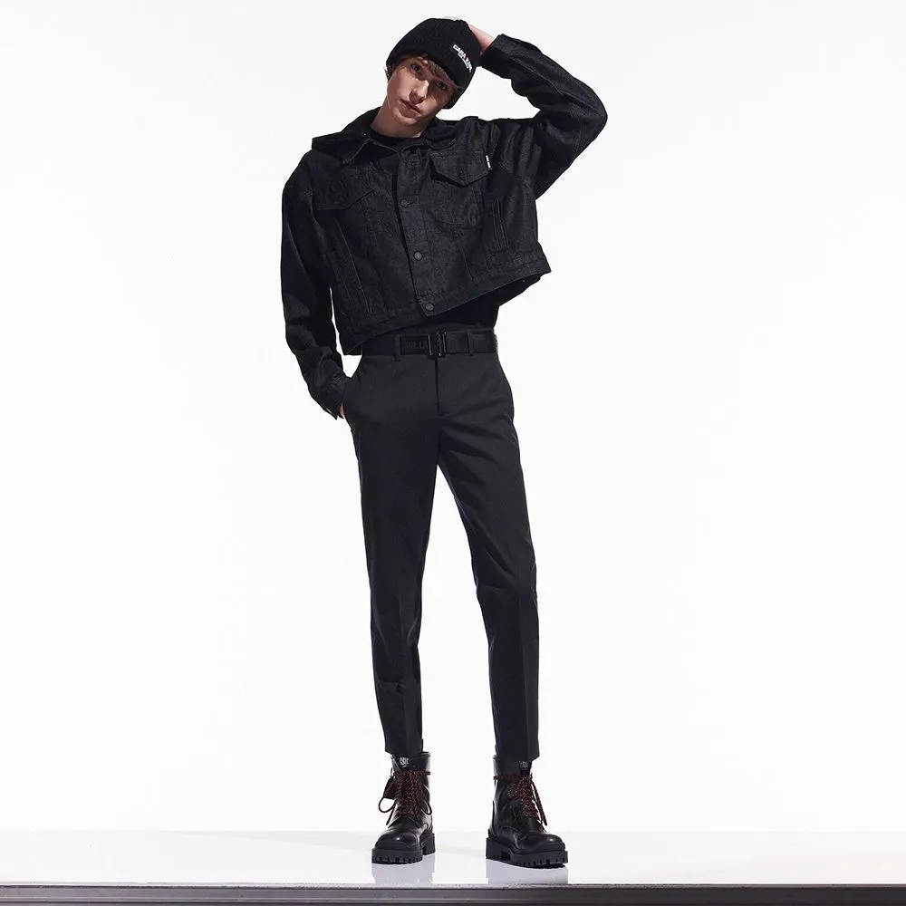 KARL LAGERFELD CARA LOVES KARL Cropped Denim Men Jacket Black