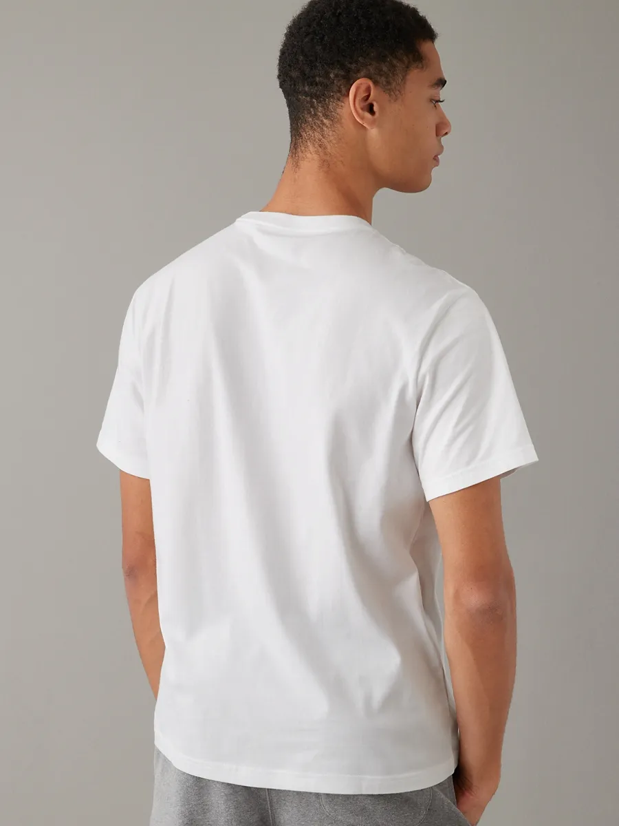 AMERICAN EAGLE MEN G SS CORE BRAND SET IN TEE- PC DYE + SERIOUSLY SOFT WASH 101 AIR WHITE