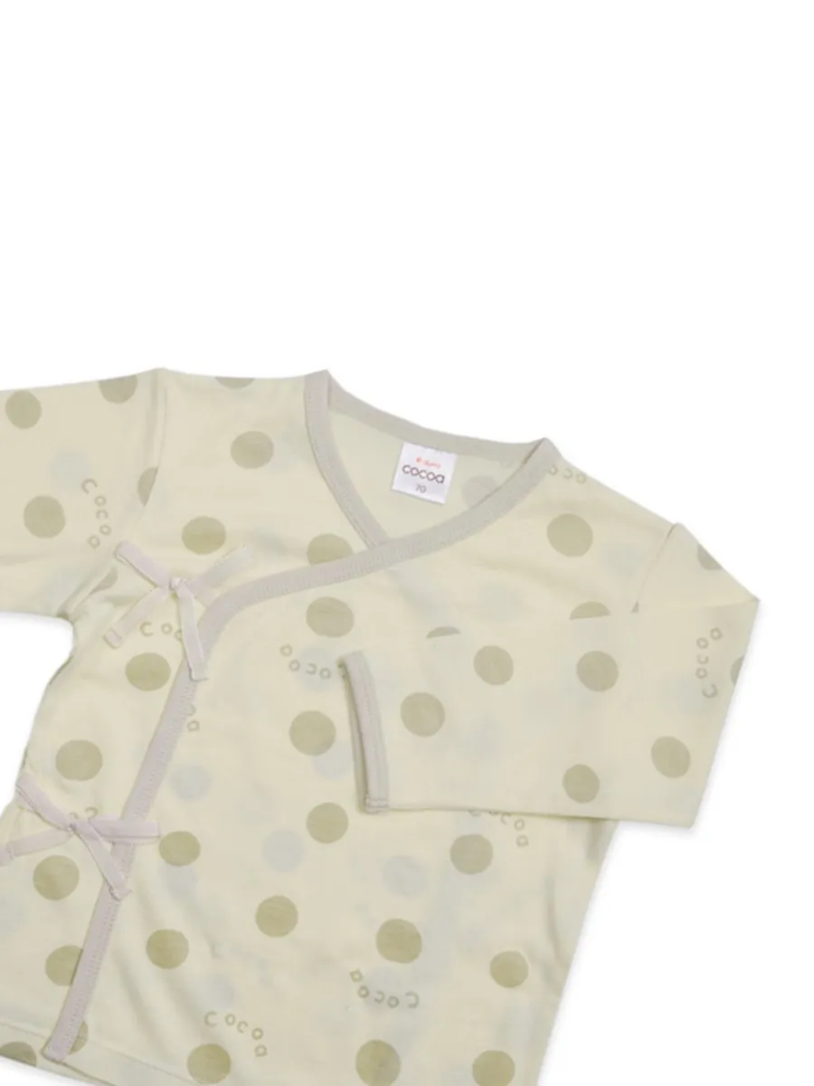 AUKA Green, newborn baby boy s long sleeve set, Cocoa Dot.