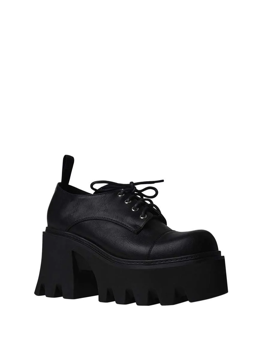 VILLAINS SF YAMINA Women's Platform Oxford Heels BLACK
