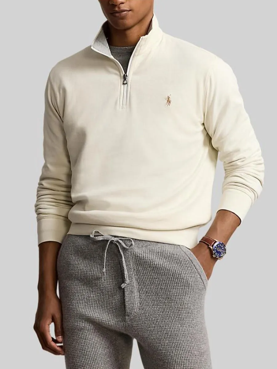 POLO RALPH LAUREN Men Pullover-Luxury Jersey Quarter-Zip Pullover-Natural-101