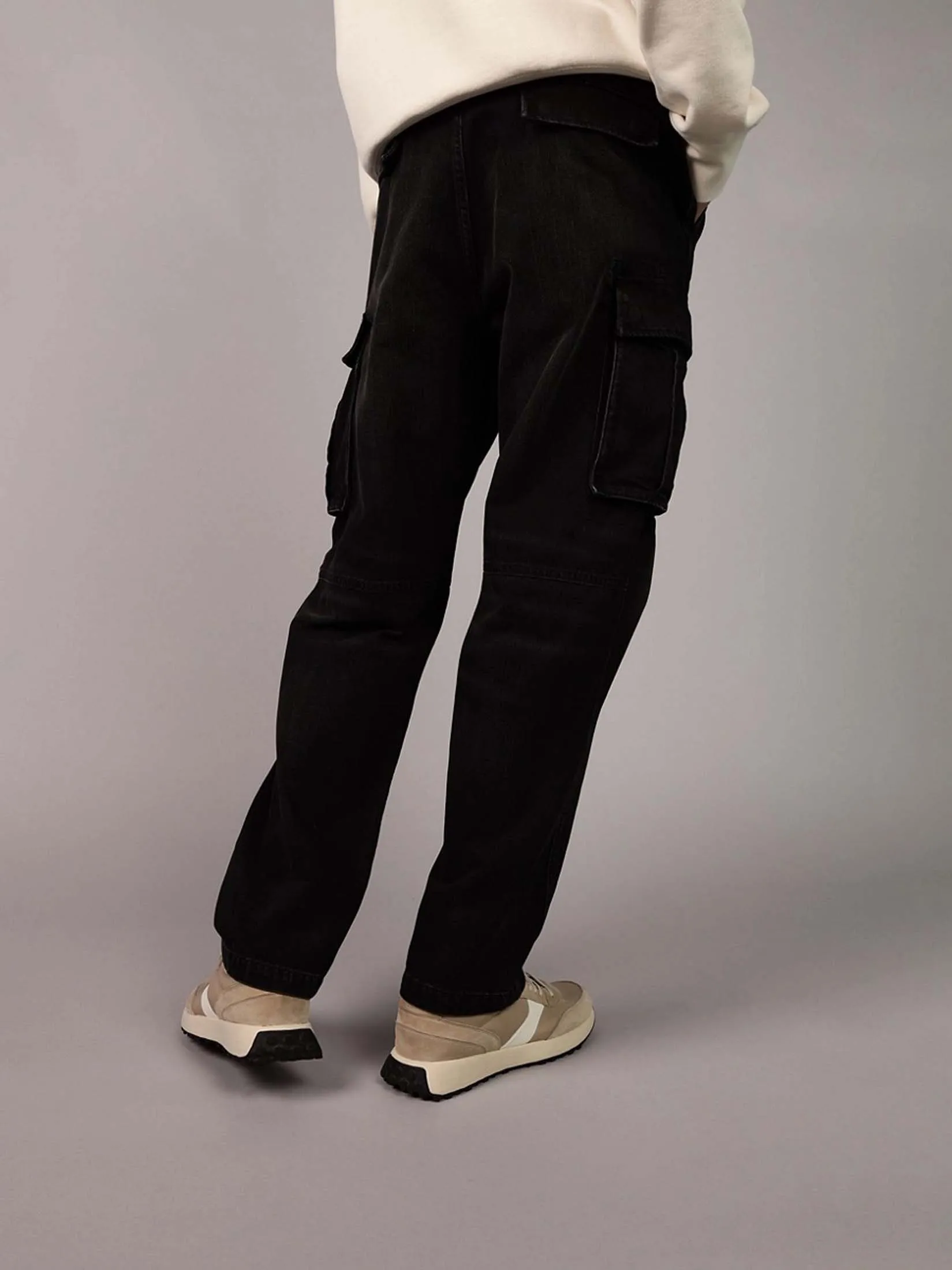 AMERICAN EAGLE MEN INTL EXCLUSIVE BLACK ATHLETIC LOOSE CARGO 001 BLACK