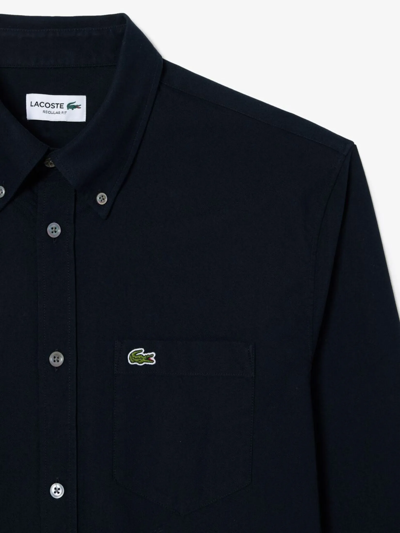 LACOSTE Long Sleeved Oxford Cotton Shirt Blue