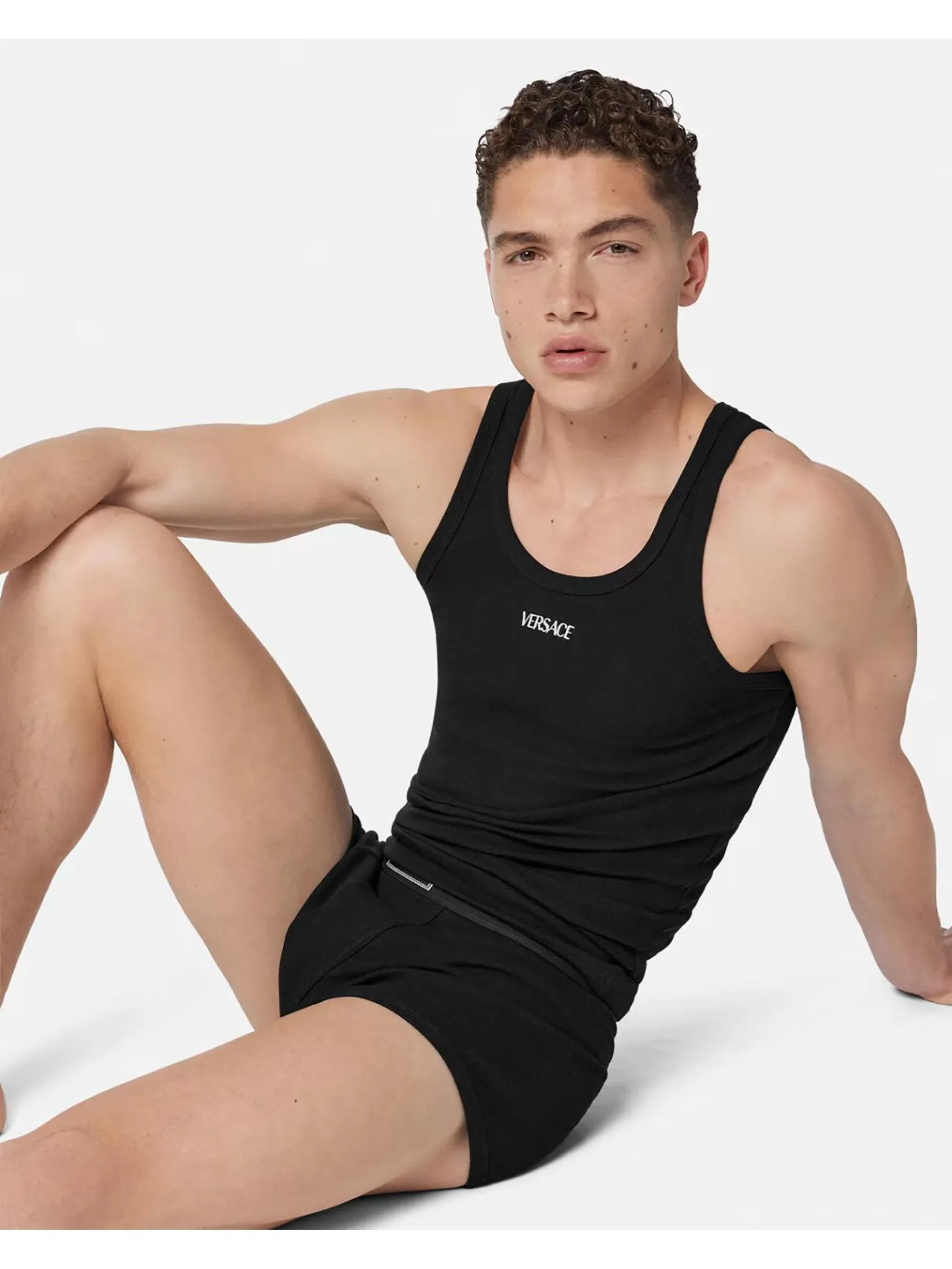 VERSACE UNDERWEAR Men Underwear Short Trunk Tex Ribbed Bio Cotton Black