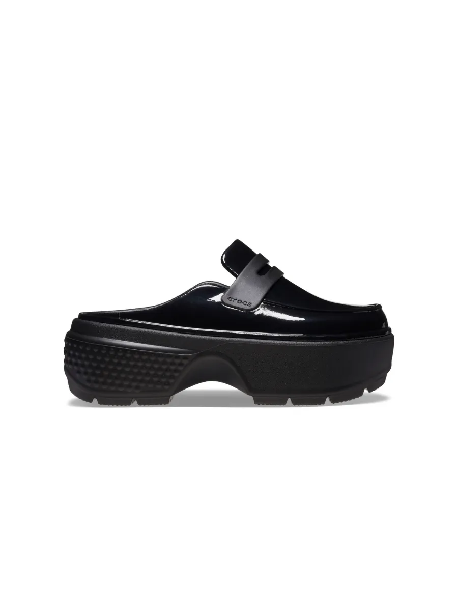 CROCS UNISEX STOMP HIGH SHINE LOAFER CLOG - BLACK