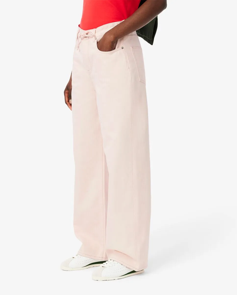 LACOSTE Wide Leg Denim Pants Pink