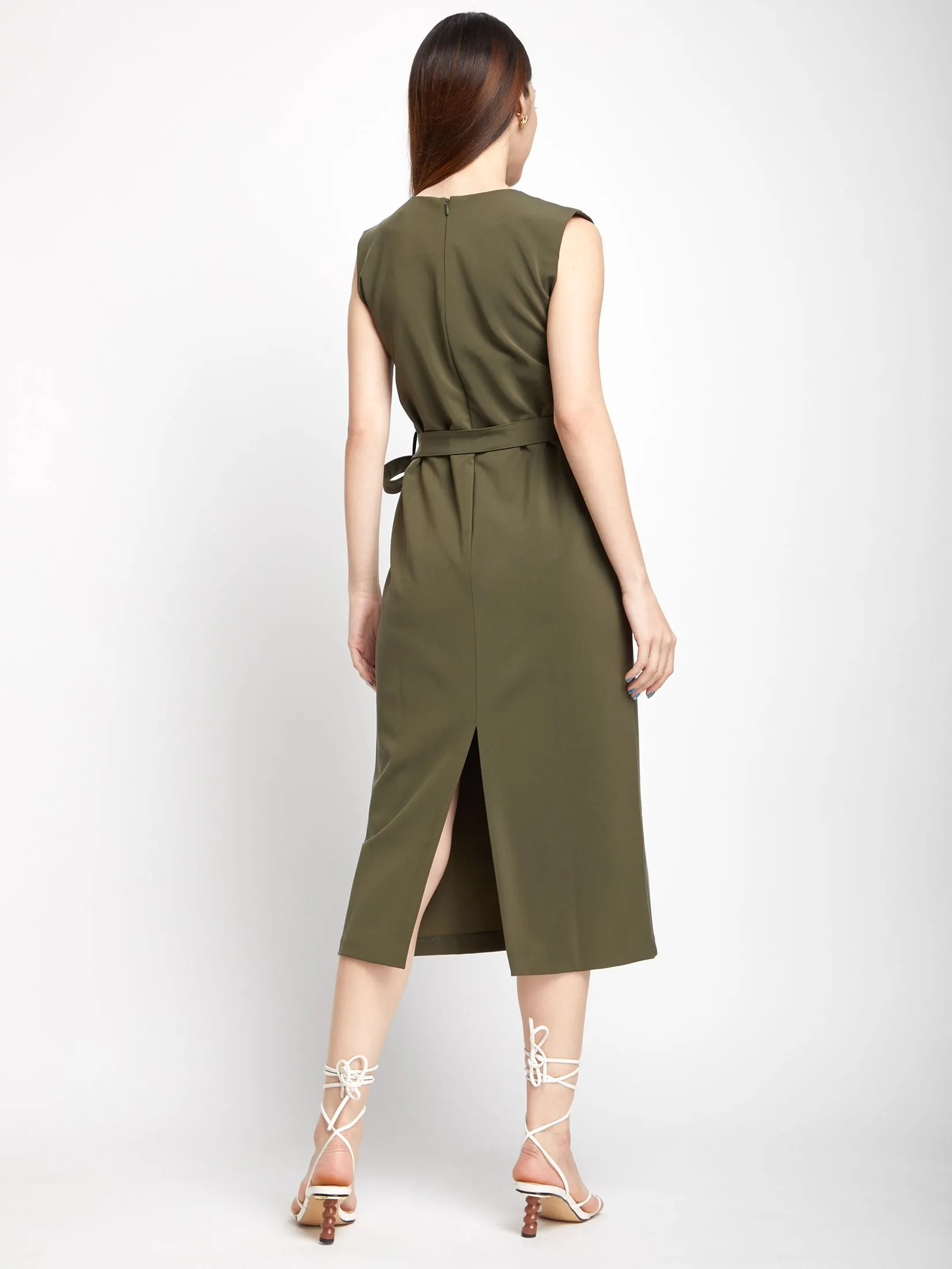 NEXT PHASE Women Dress Sleeveless Tie Waist Design