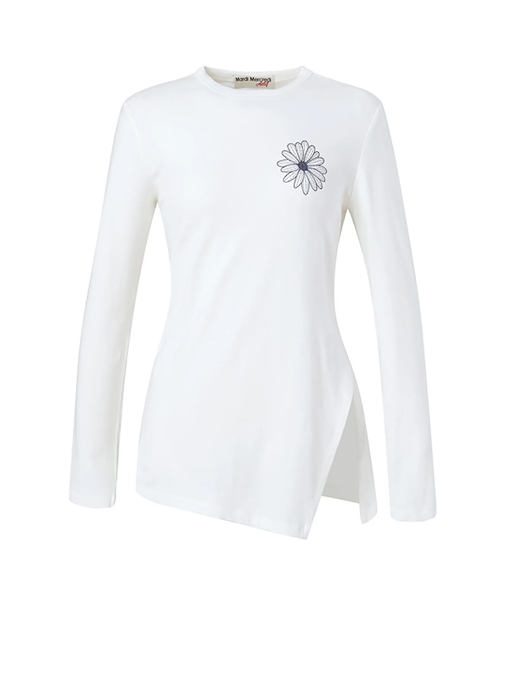 MARDI MERCREDI ACTIF Airlift Side Slit Top Theflower Ivory Navy F