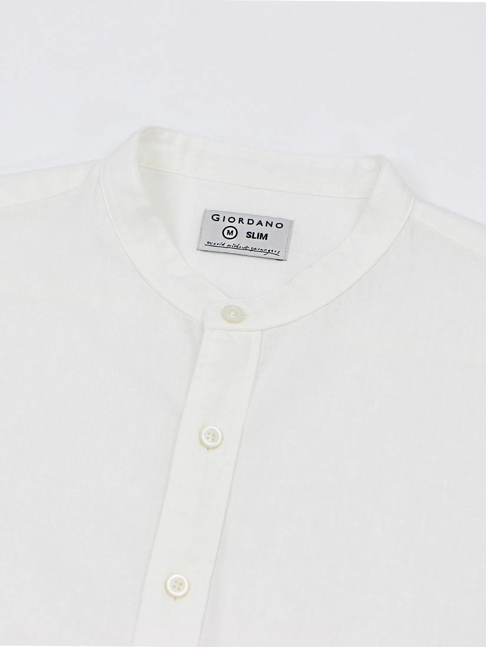 GIORDANO Men's Long-sleeved Linen Shirt White