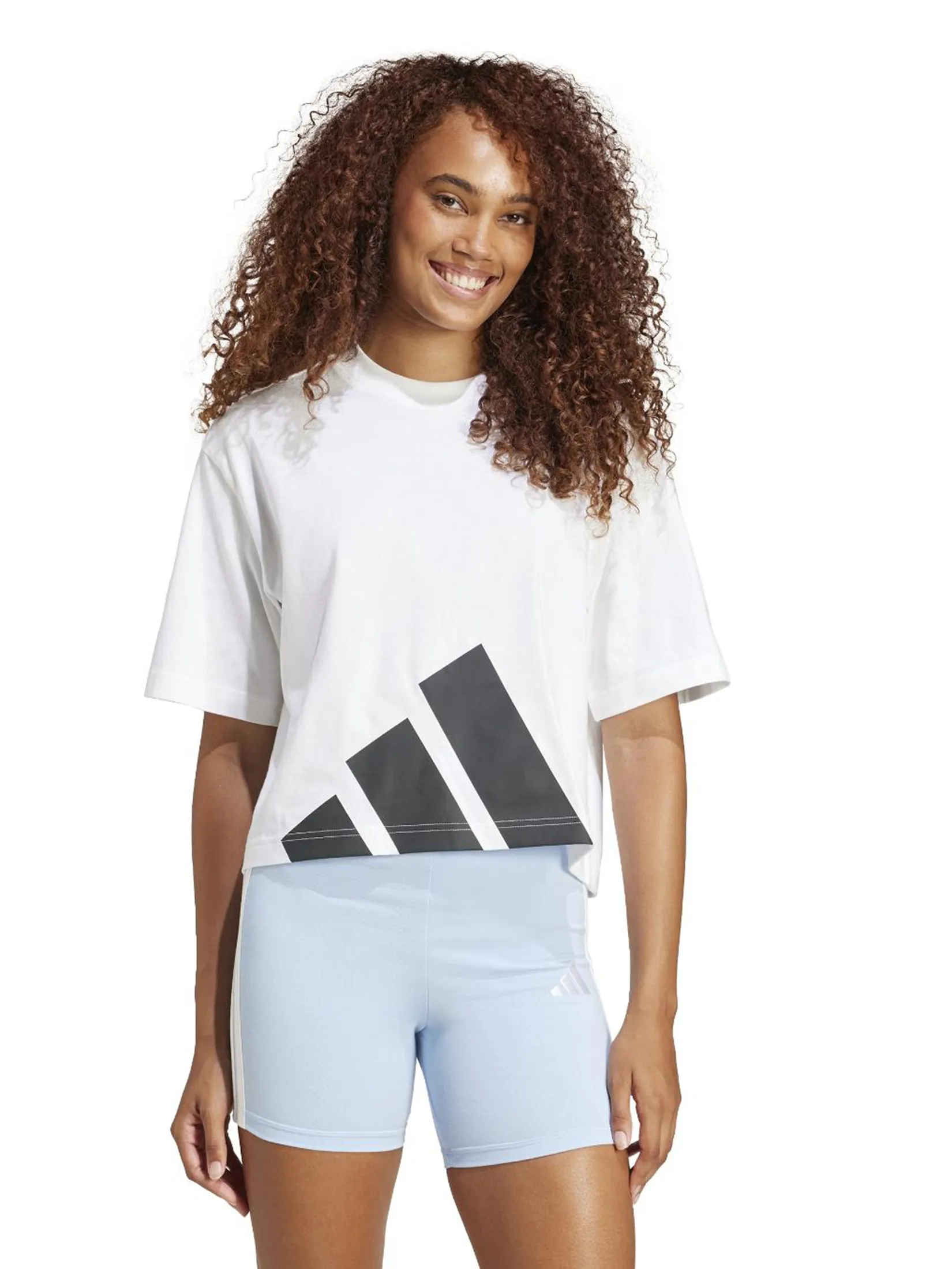 ADIDAS Women T-Shirt Essentials Big Logo Boyfriend White / Black