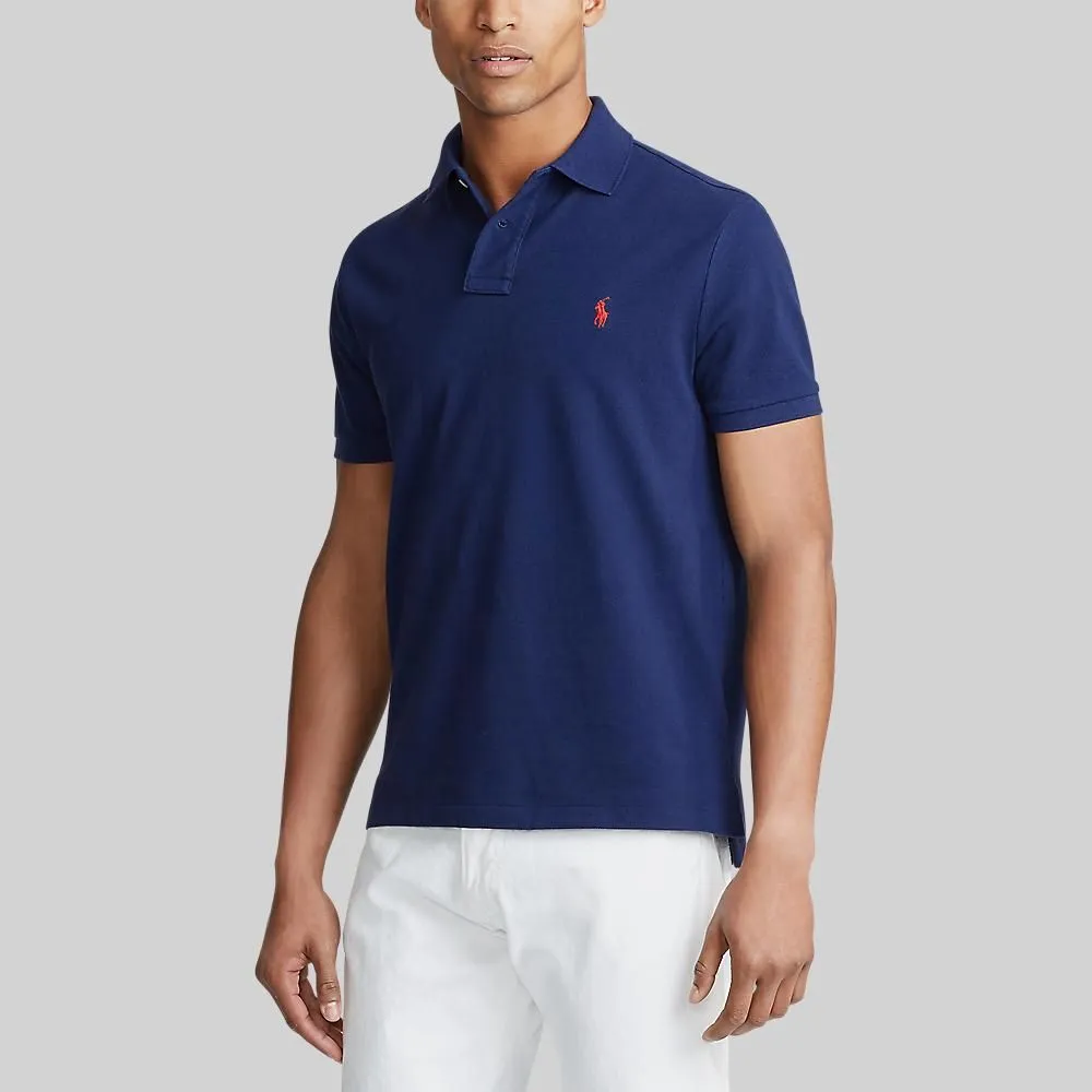 POLO RALPH LAUREN POLO-Custom Slim Fit Mesh Polo Shirt MNPOKNI1N820345 400 BLUE