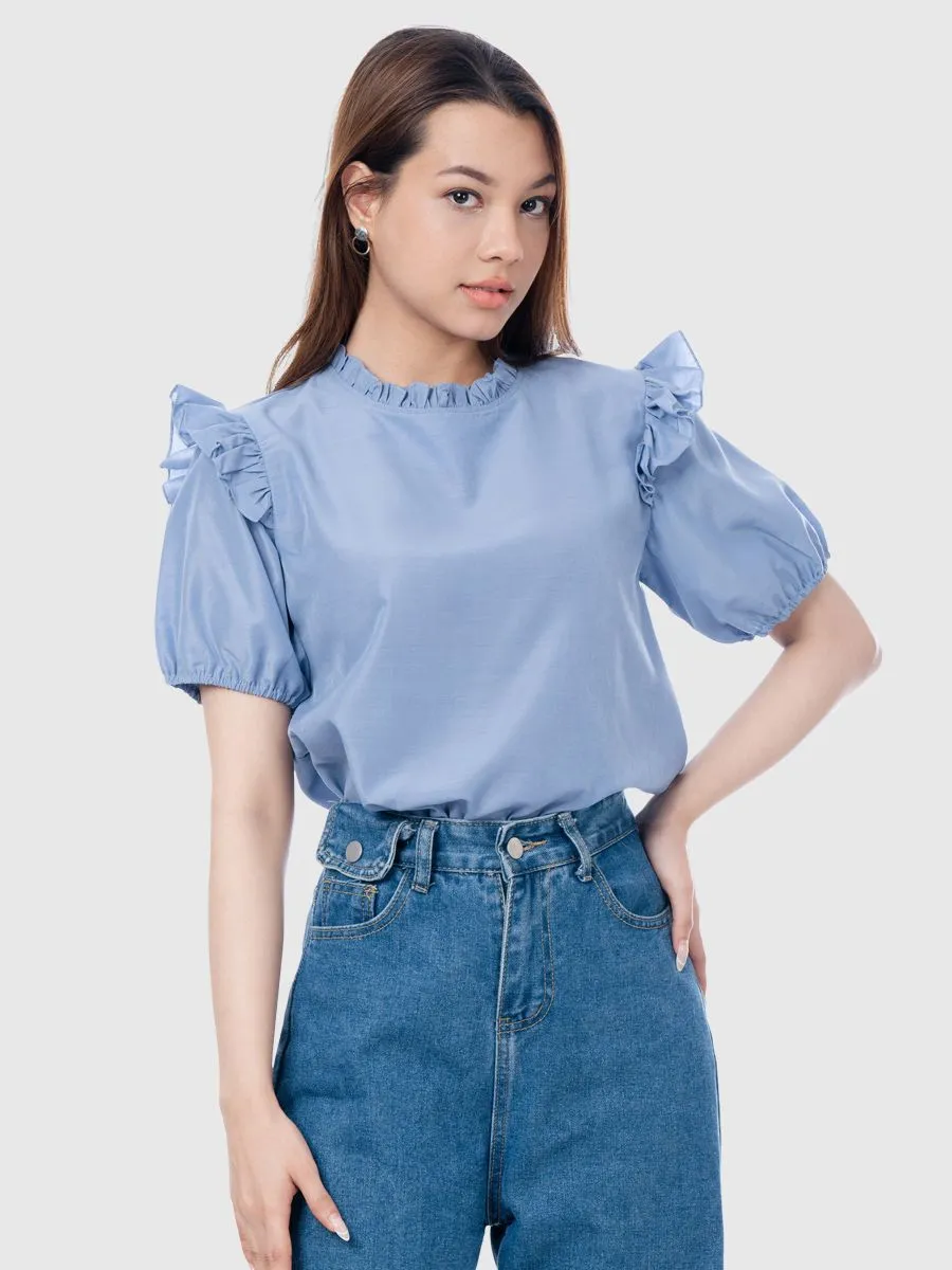 AMILA Women Blouse Cotton Premium Light blue