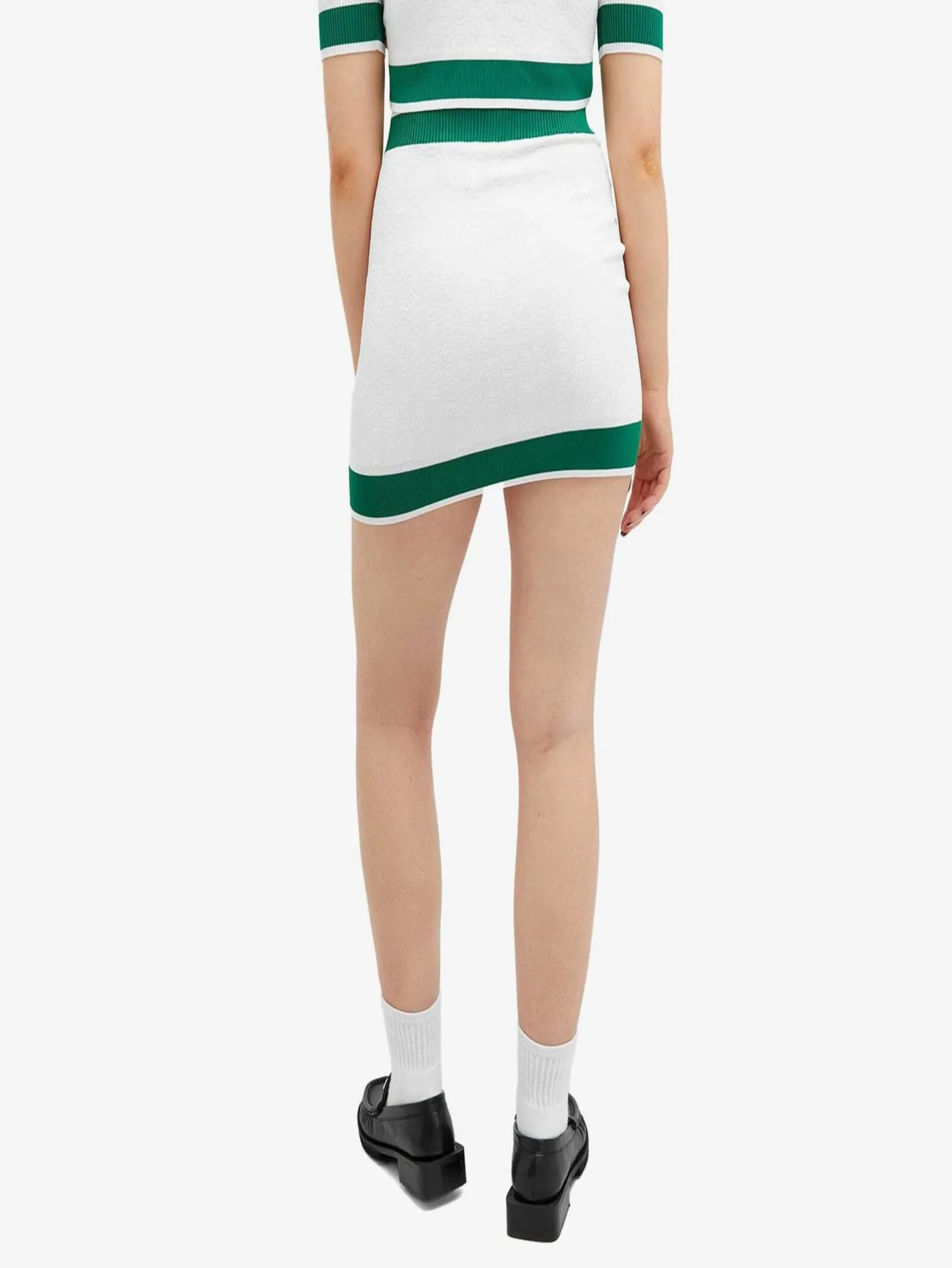 CASABLANCA 3D MONOGRAM SKIRT IN WHITE/GREEN