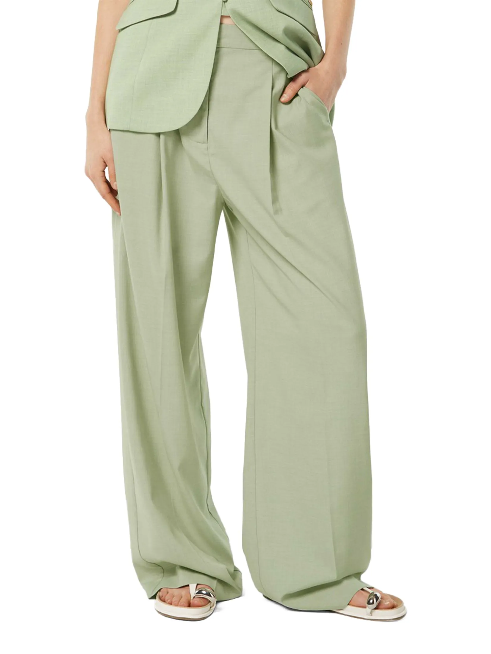 SCOTCH&SODA Women Wide-Leg Pants Rose High-Rise Pistachio
