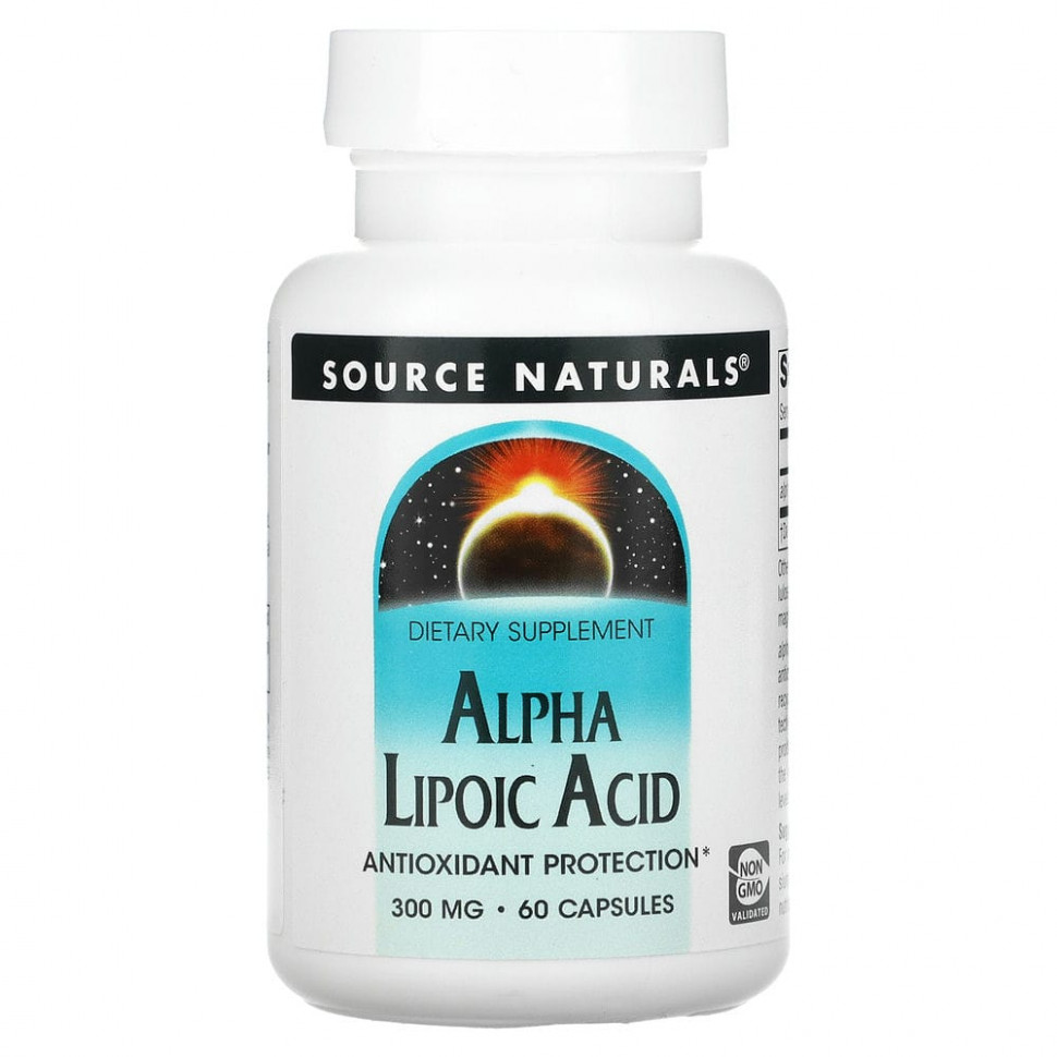 Source Naturals, альфа-липоевая кислота, 300 мг, 60 капсул