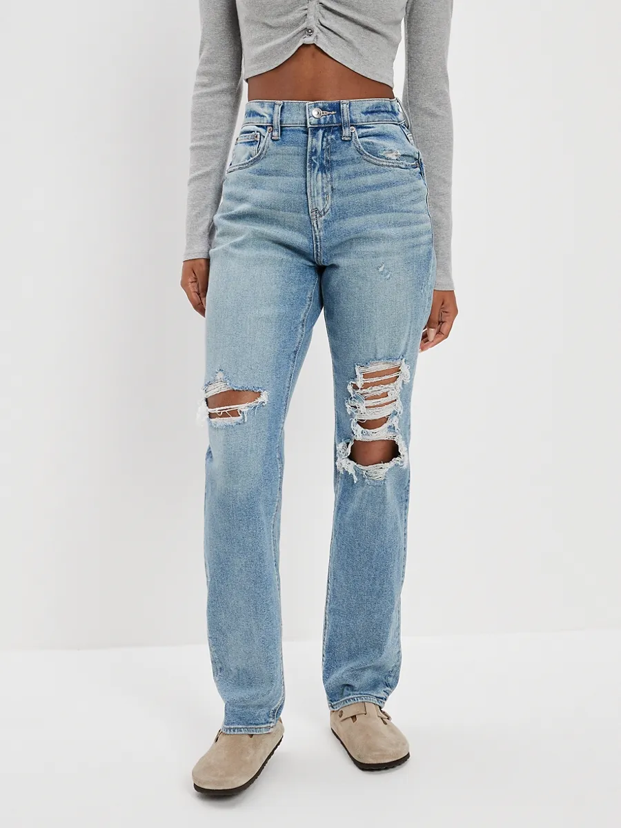 AMERICAN EAGLE HIGHEST RISE 90S BOYFRIEND JEANS 968 GLOWING LIGHT