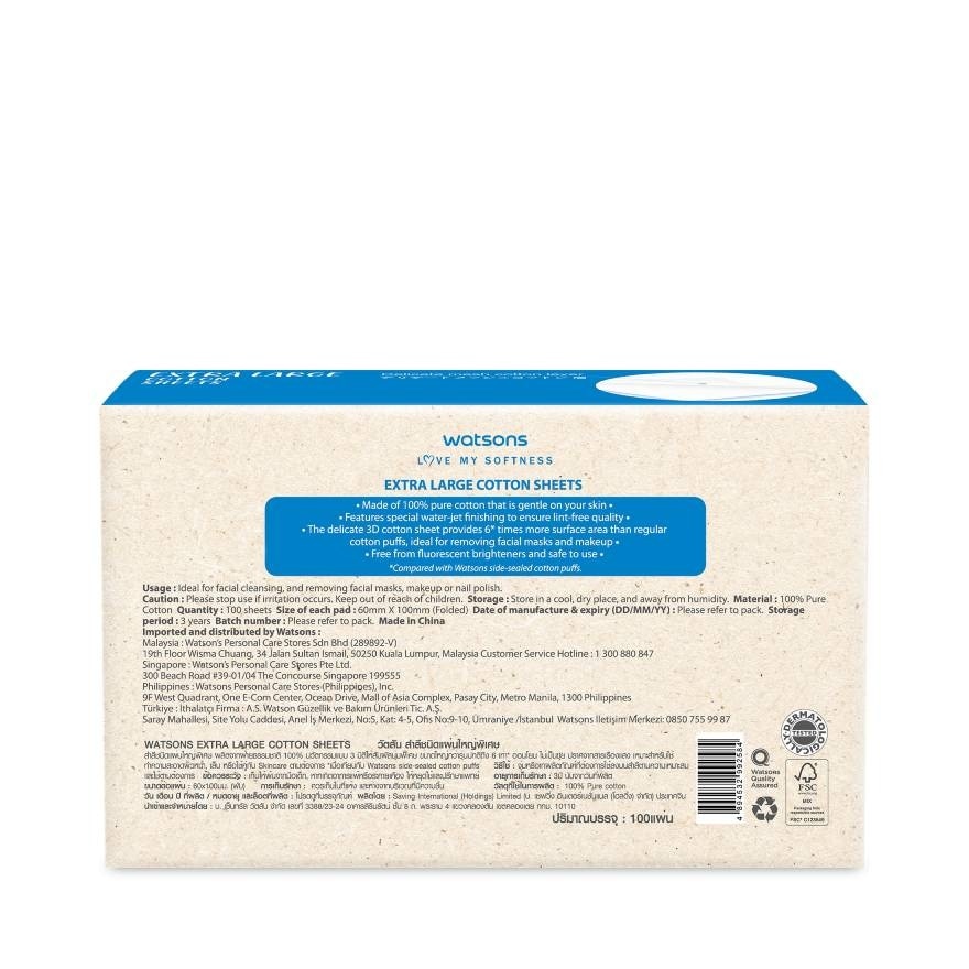 Watsons Extra Large Cotton Sheets 100 sheets.