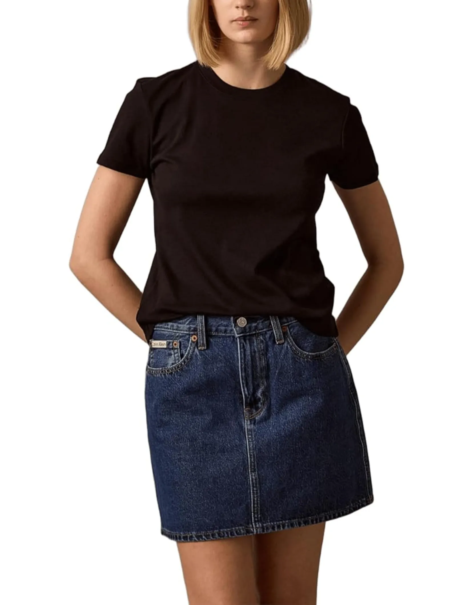 CALVIN KLEIN Women's Liquid Cotton Crewneck Tee Black