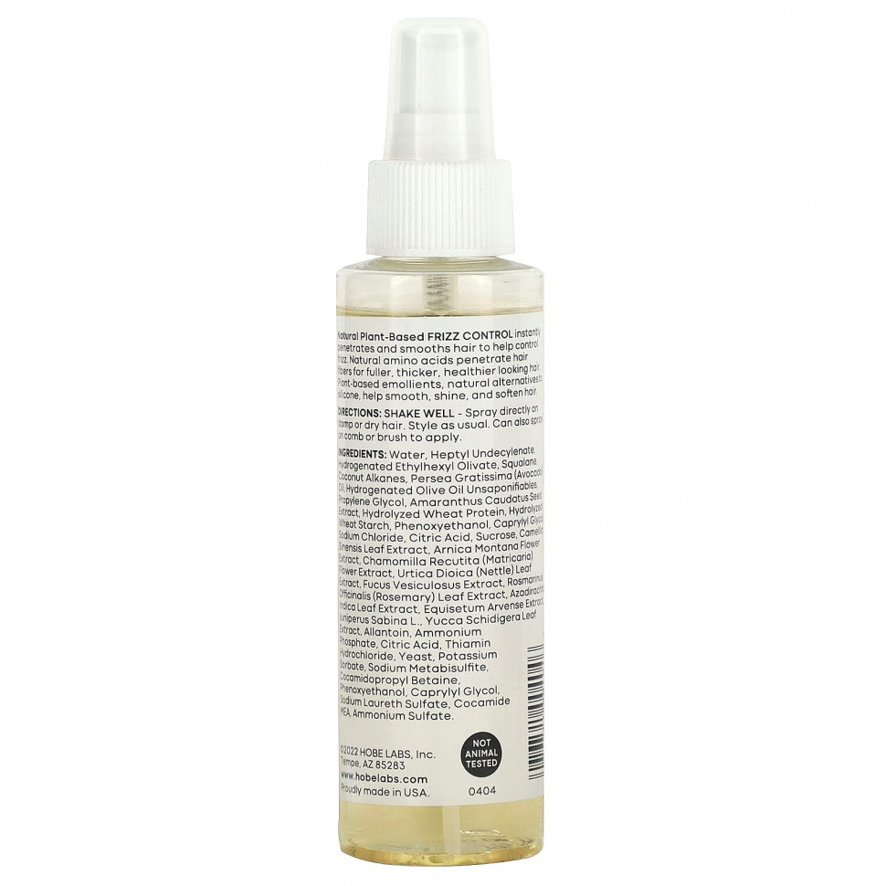 Hobe Labs, Двухфазное средство против пушения на растительной основе, для сухих, поврежденных и окрашенных волос, 113,7 мл (4 жидк. Унции)