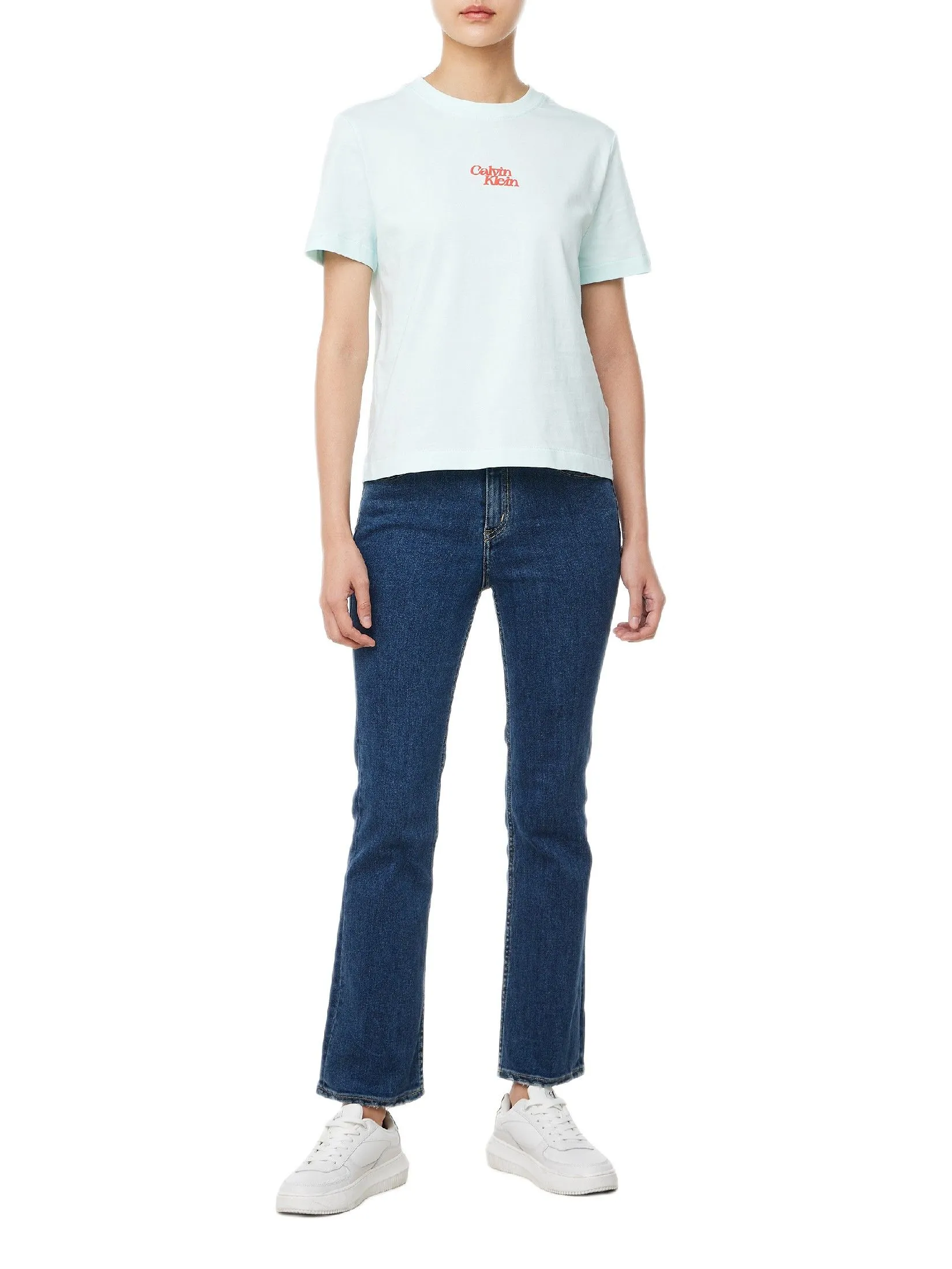 CALVIN KLEIN Women's Fluke Logo Short Sleeve T-Shirt Mint