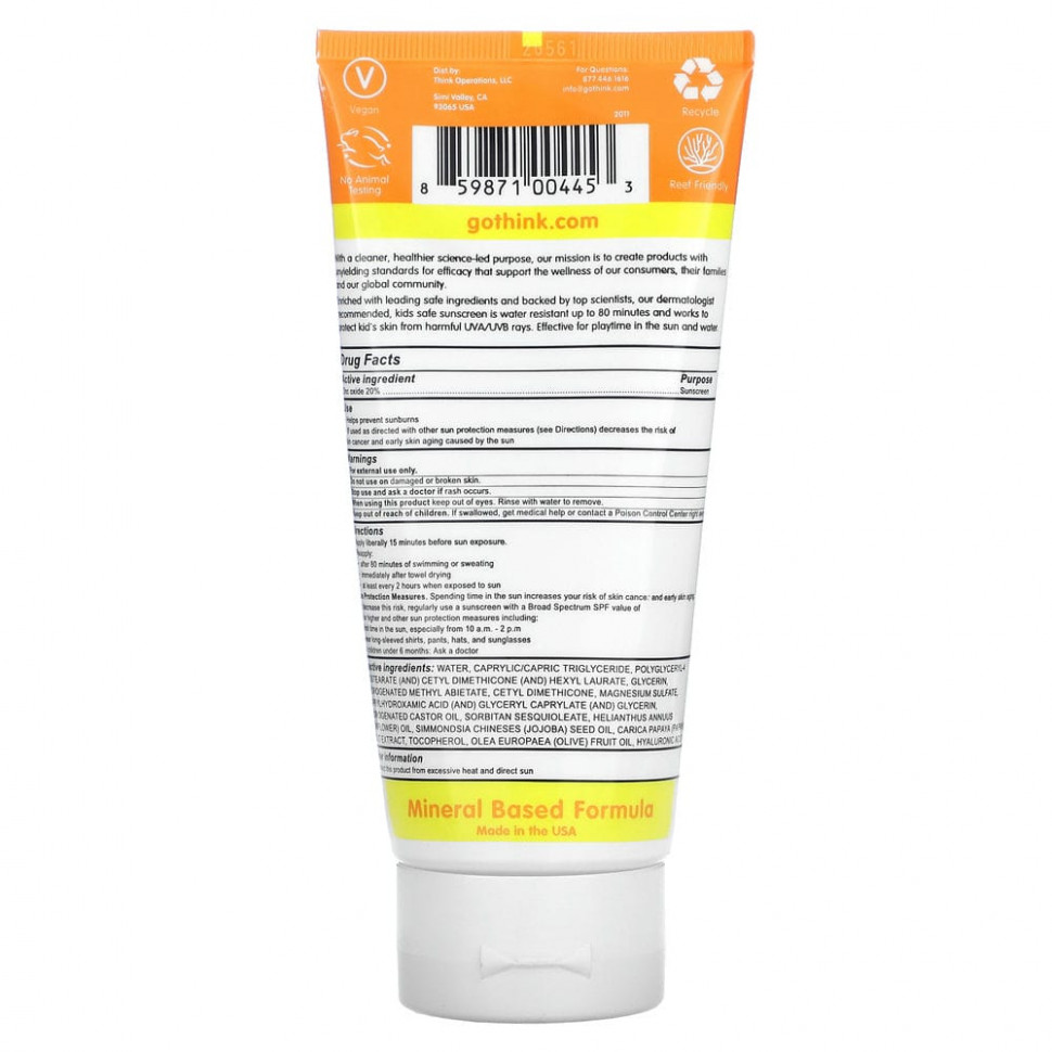 Think, Thinksport, солнцезащитное средство с SPF 50, для детей, 177 мл (6 жидк. унций)