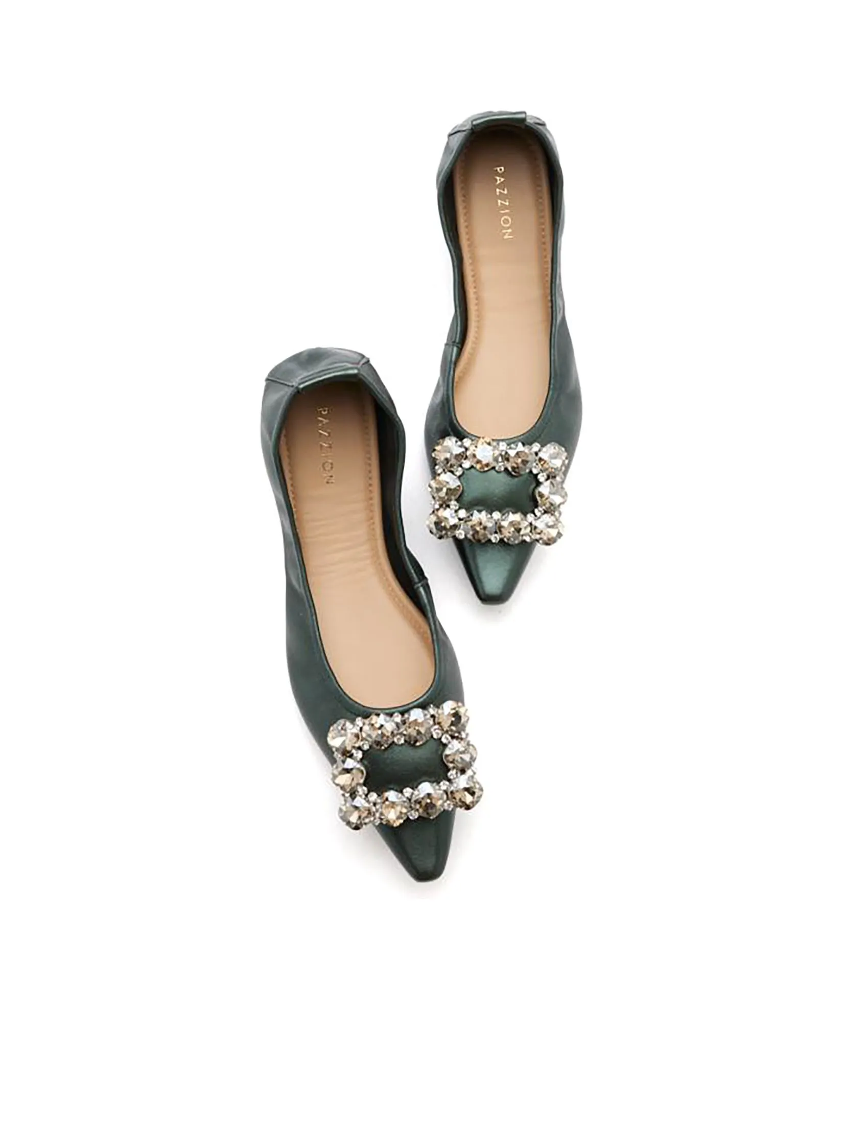 PAZZION Women Flats Jannat Jewel Buckle Foldable