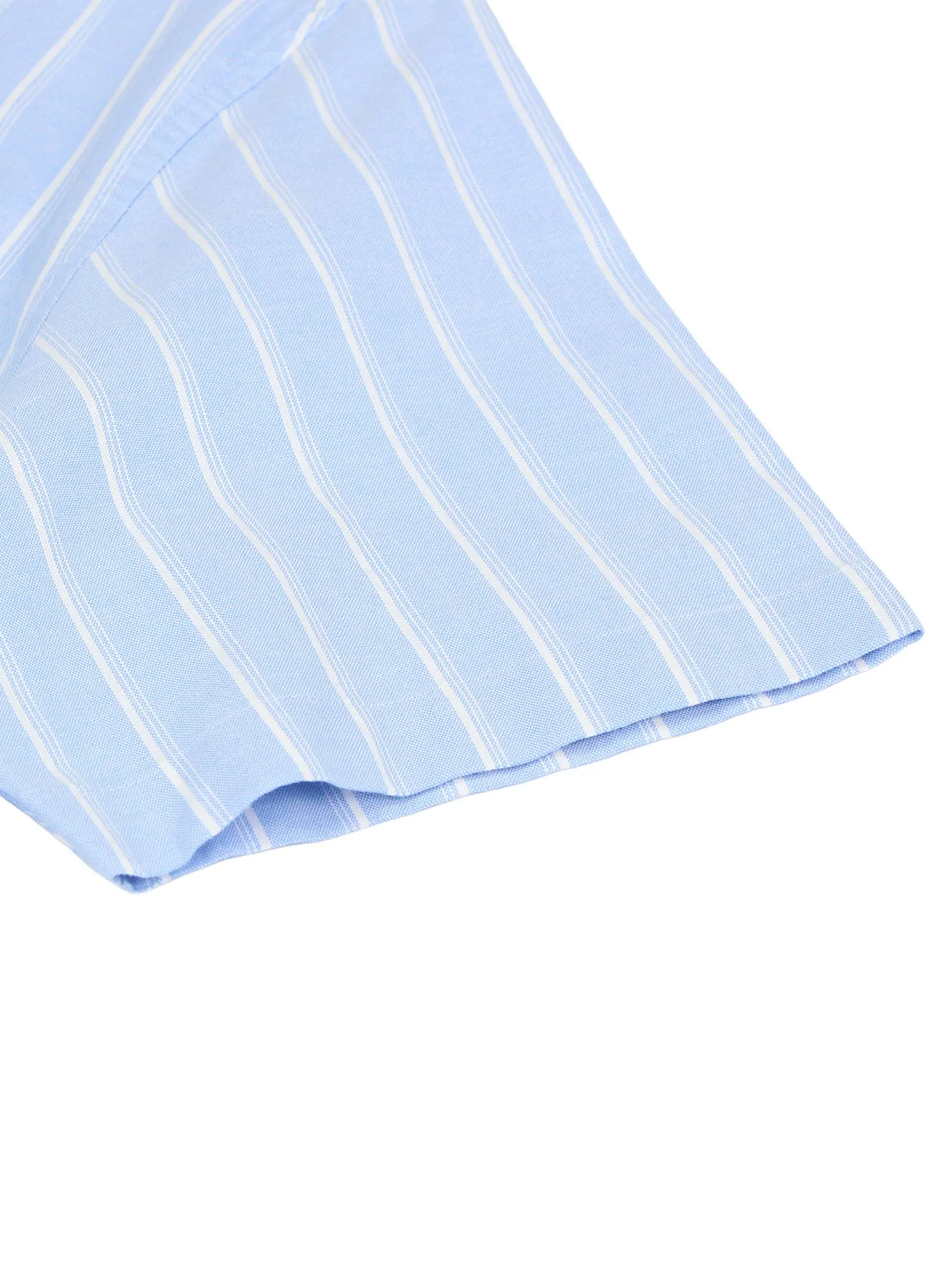 GIORDANO Men's Slim Embroidery Stretch Oxford Shirts (Classic Man) Blue x White