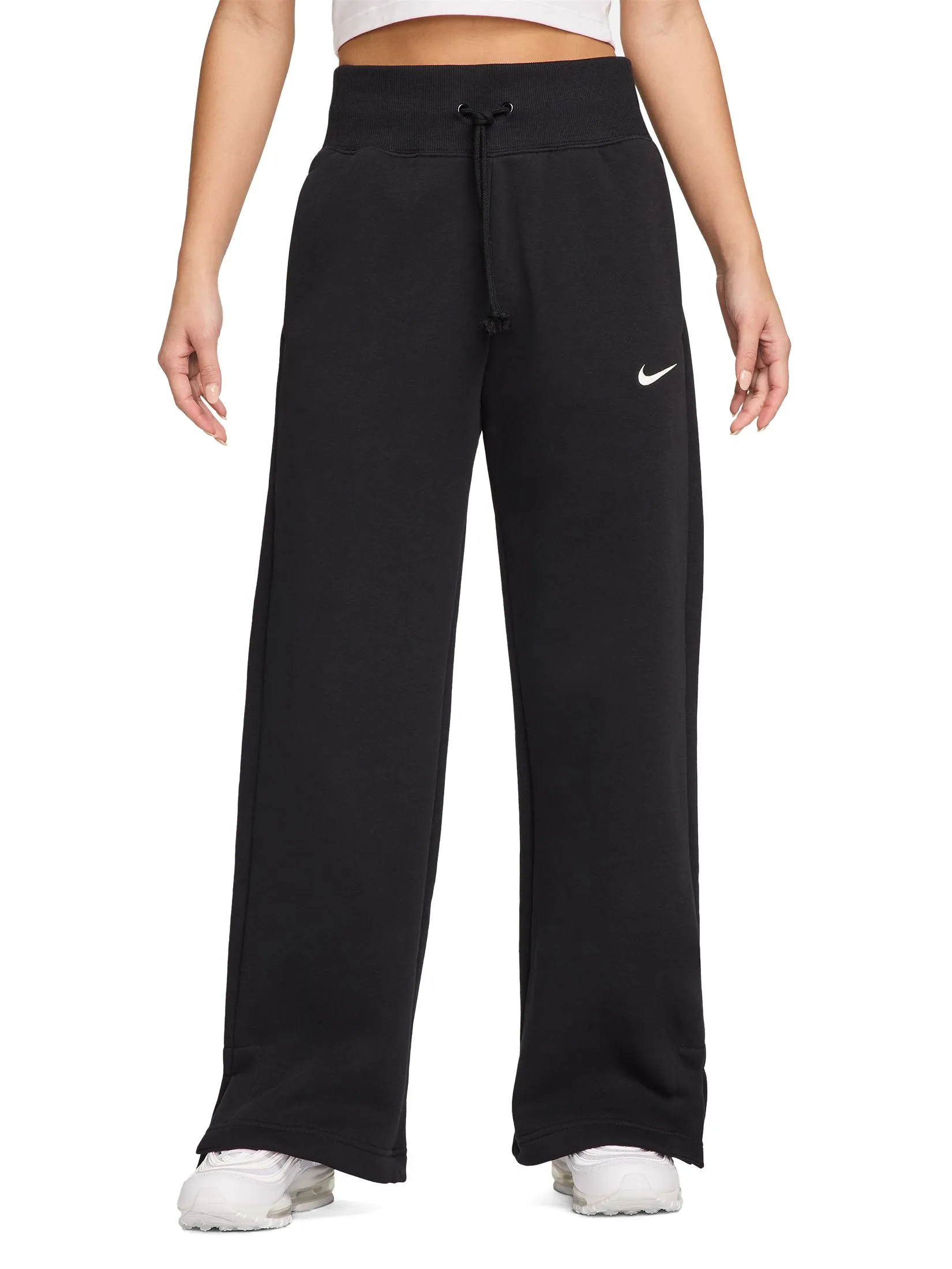 NIKE Women Sweatpants Sportswear Phoenix Fleece DQ5616-010 Black/Sail Size - L