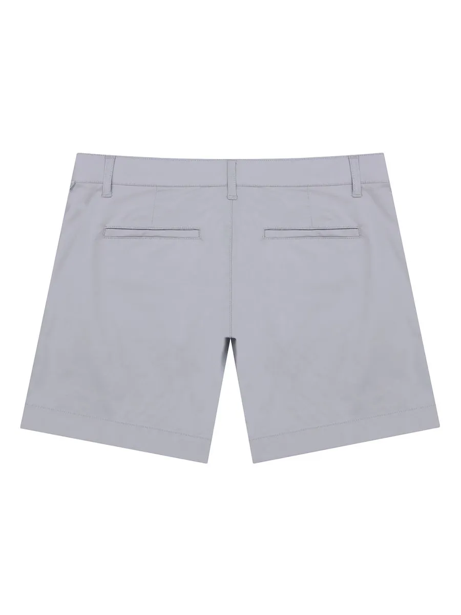 GIORDANO Women's Twill Mid-Rise Slim Fit Pocket Shorts (180 Elastic Waistband) Dolphin grey