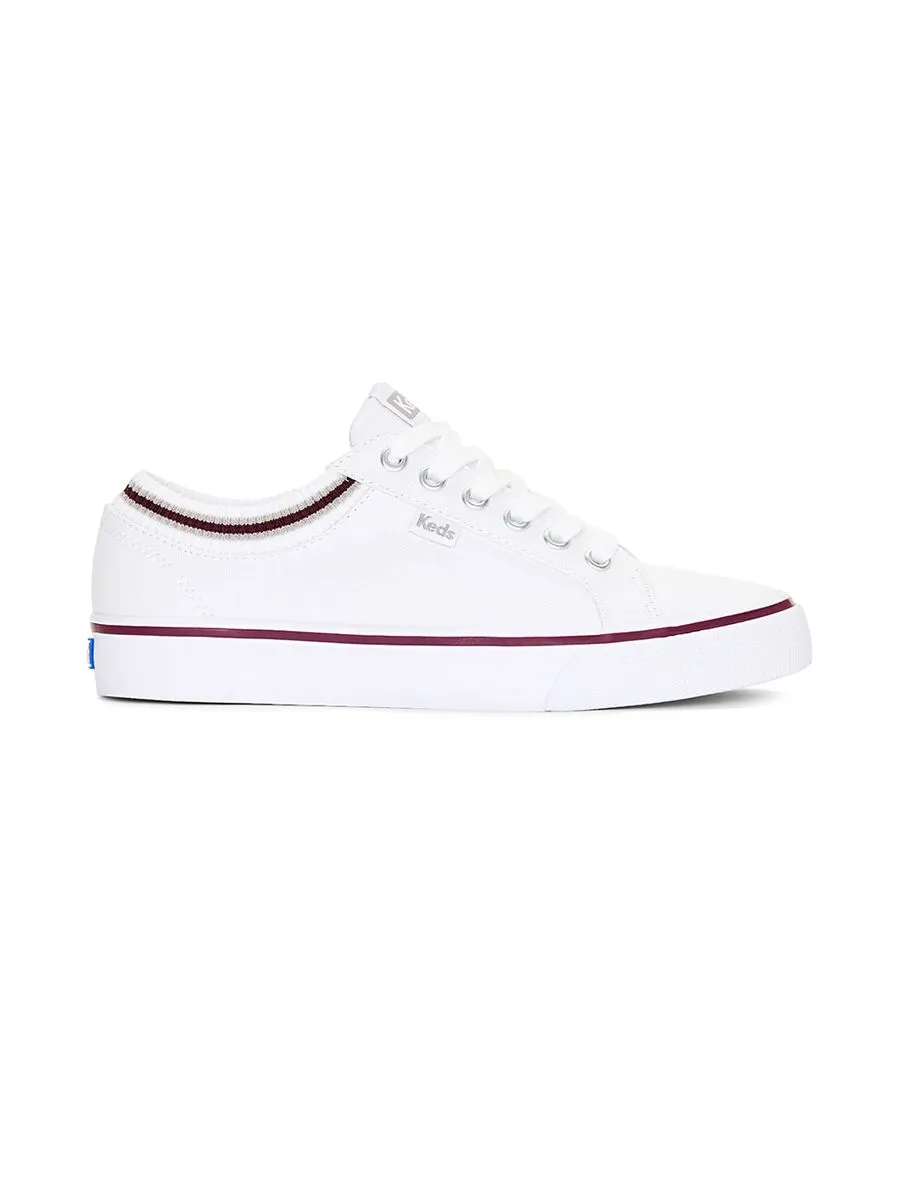 KEDS Women Jump Kick Rib Knit Collar Canv White/Burgundy