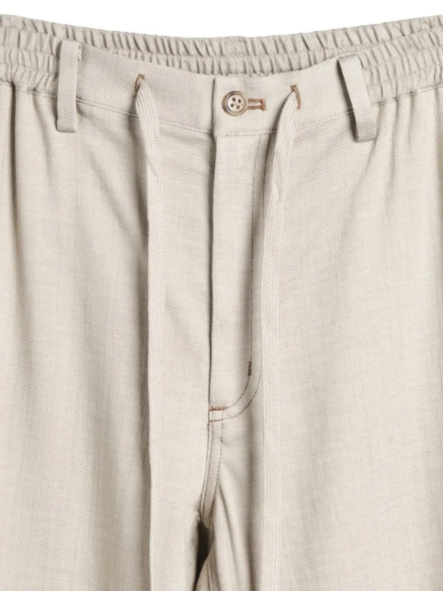 TAKEO KIKUCHI MEN BEIGE ECO DENIM STRETCH EASY PANTS