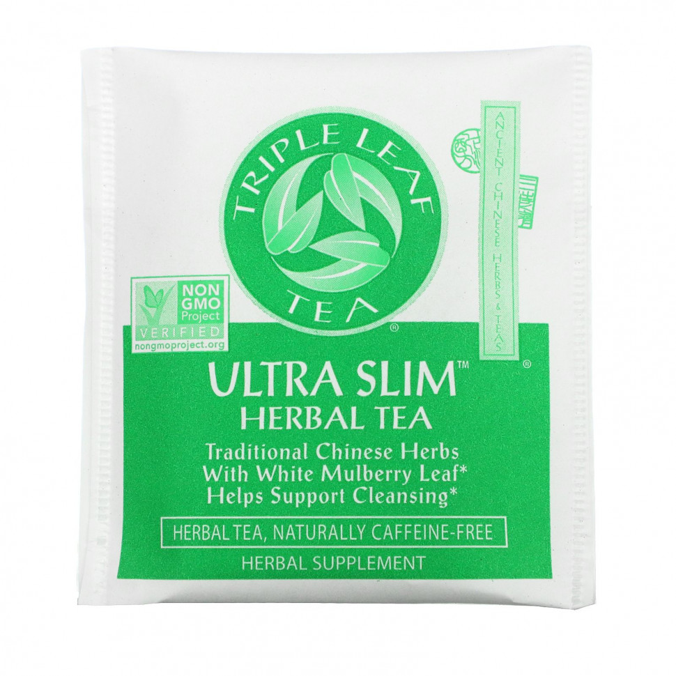 Triple Leaf Tea, Ultra Slim, травяной чай с листьями белой шелковицы, без кофеина, 20 чайных пакетиков по 33 г (1,16 унции)