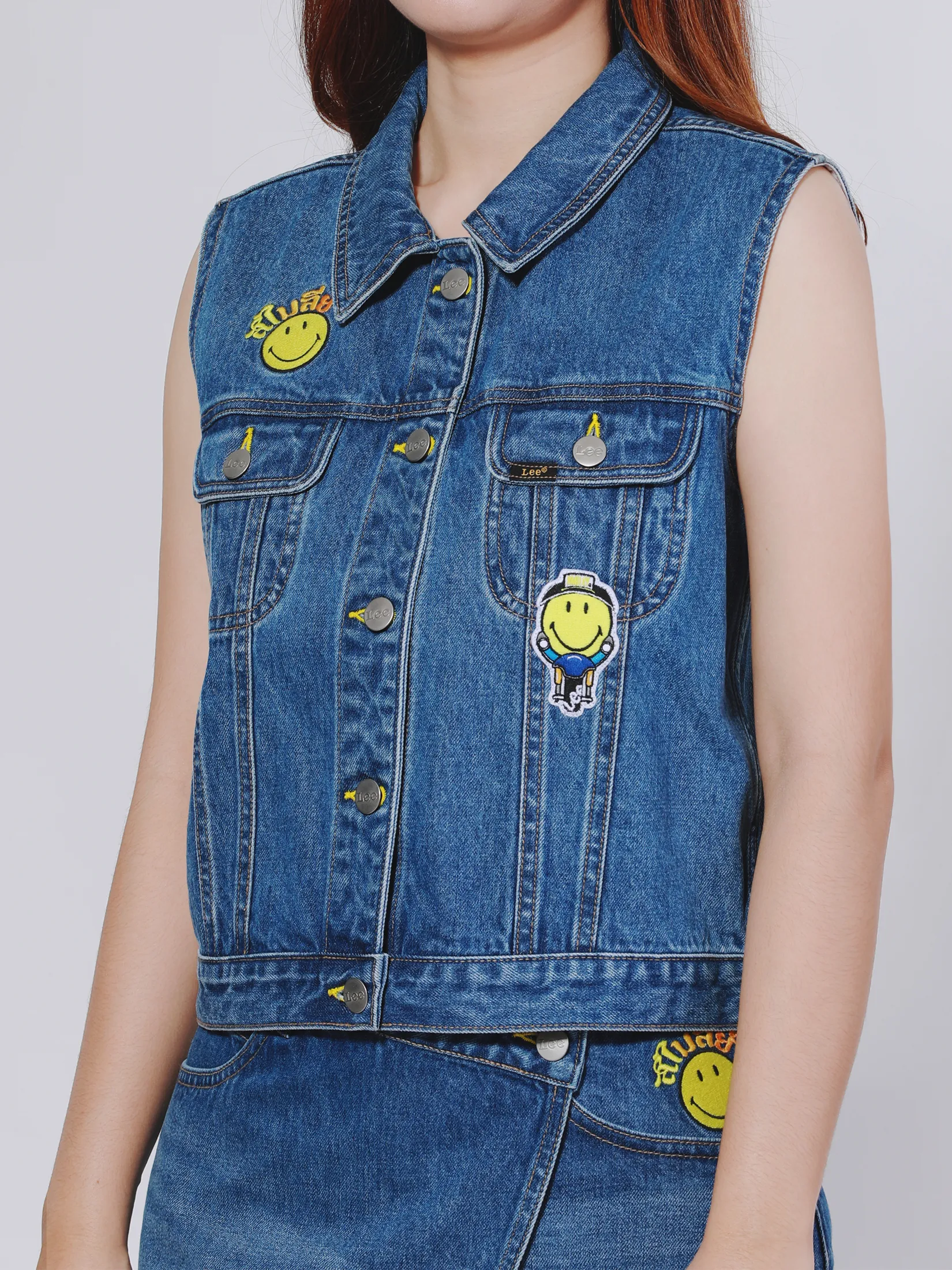 LEE Women s Vest Lee Smiley Collection Regular Fit Mid Indigo