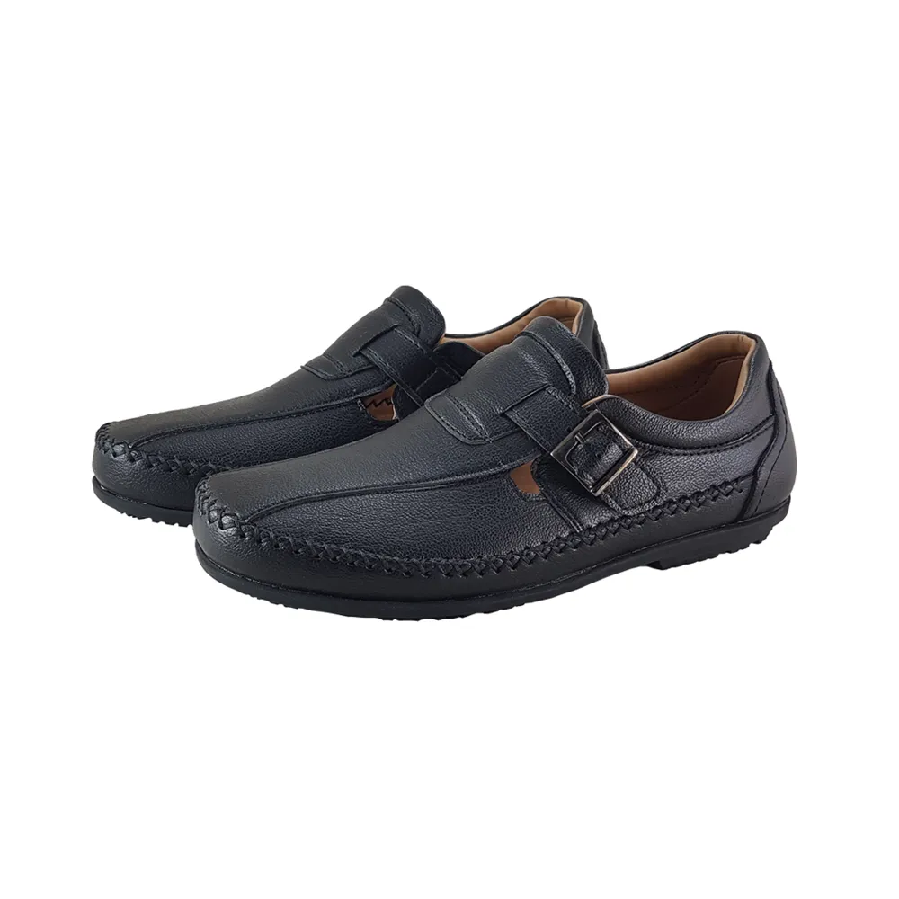 FREEWOOD SHOES Men belt loafer Black