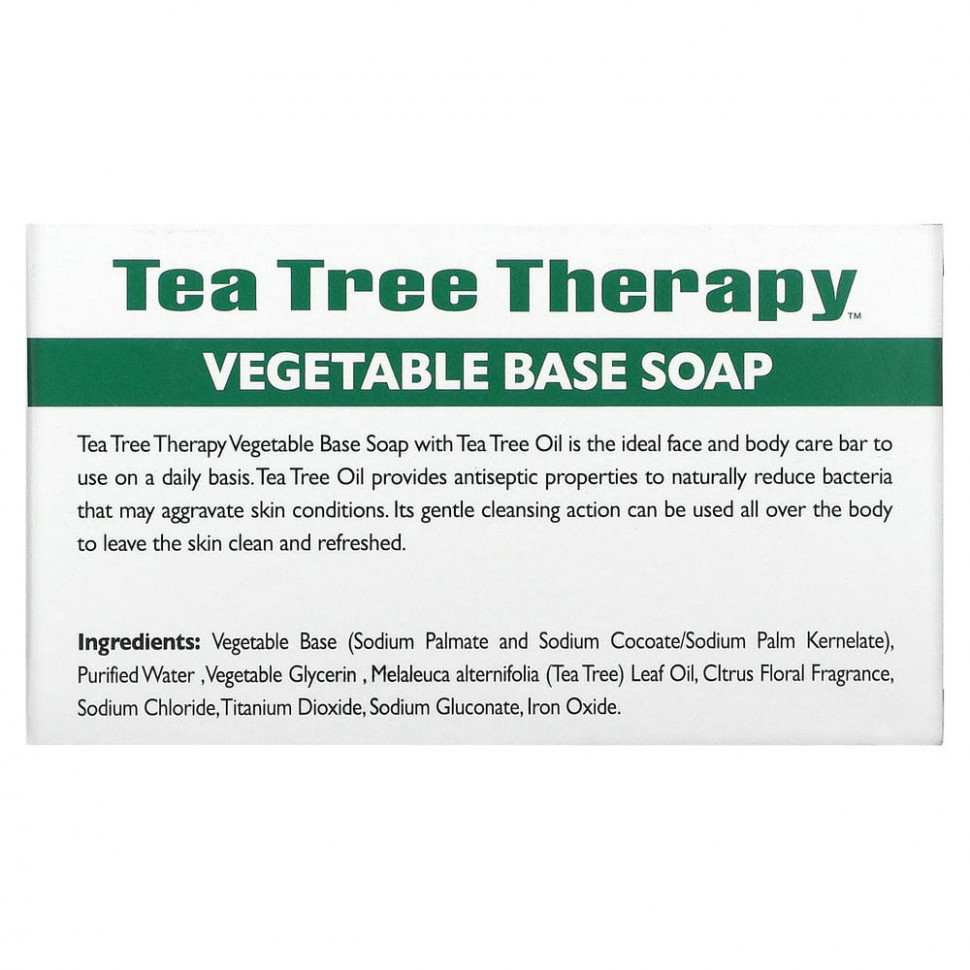 Tea Tree Therapy, Мыло на растительной основе, с маслом чайного дерева, брусок 110 г (3,9 унции)