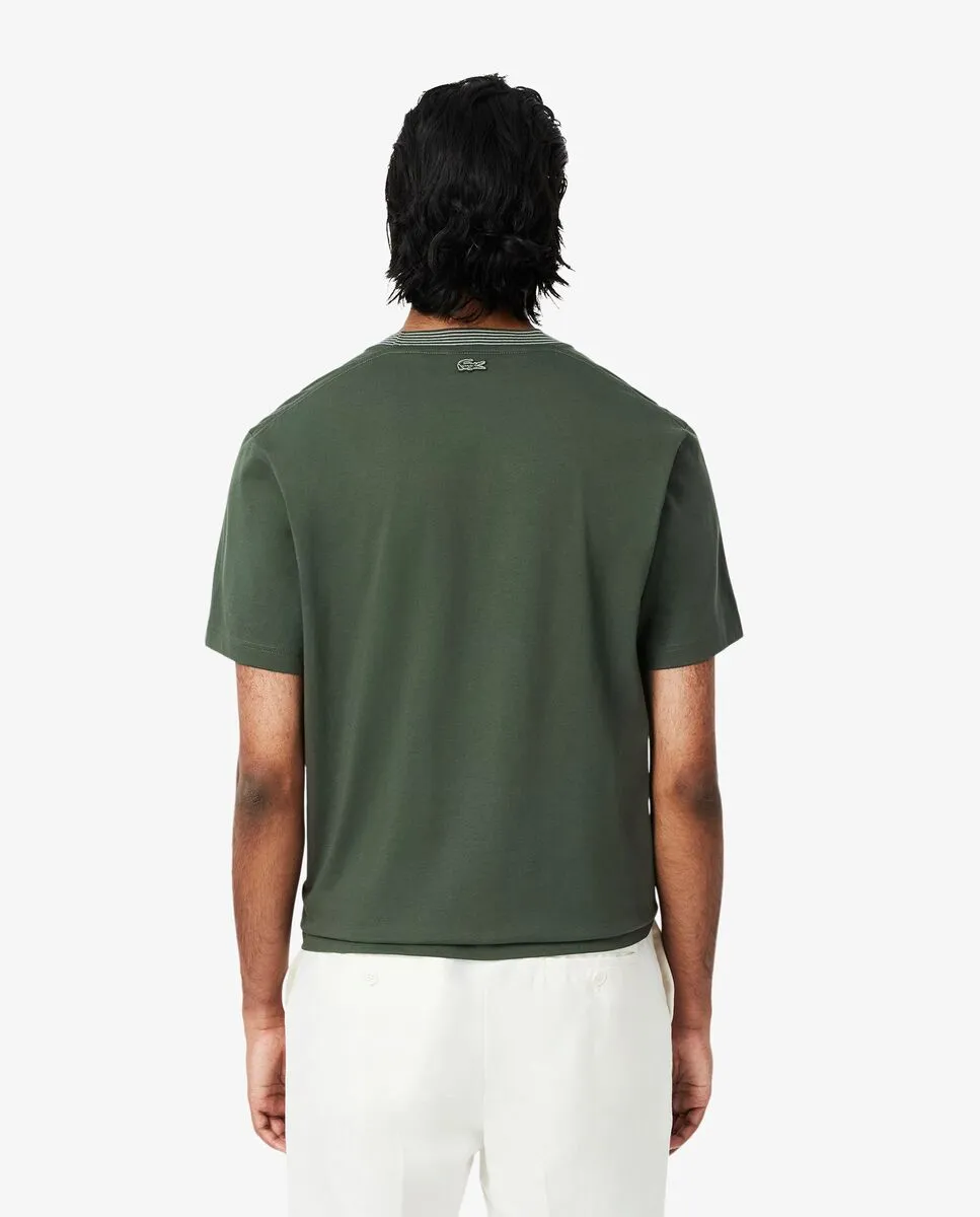 LACOSTE Embroidered Cotton Jersey T-Shirt Grey