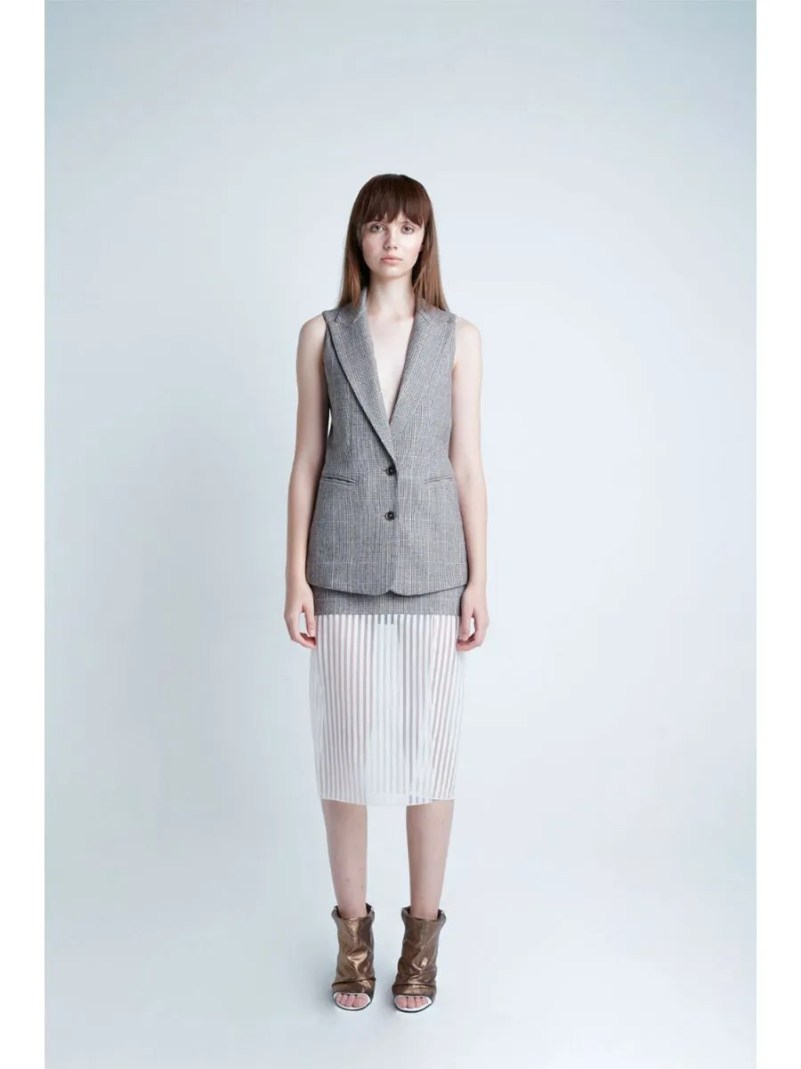 SENADA WOMEN PEAK LAPEL WOOL BEIGE VEST