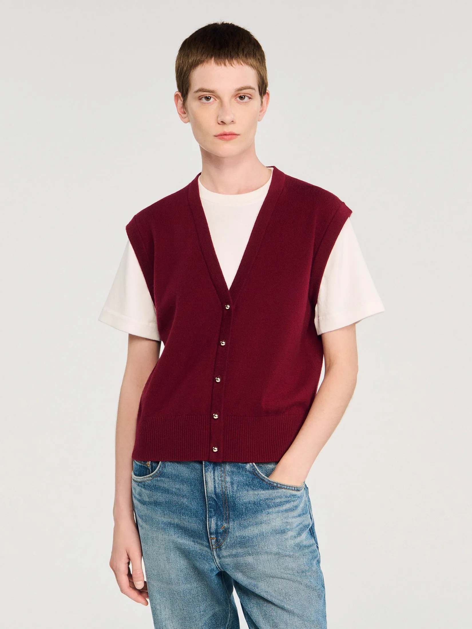 SANDRO Two-Tone Wool and Cashmere Sweater