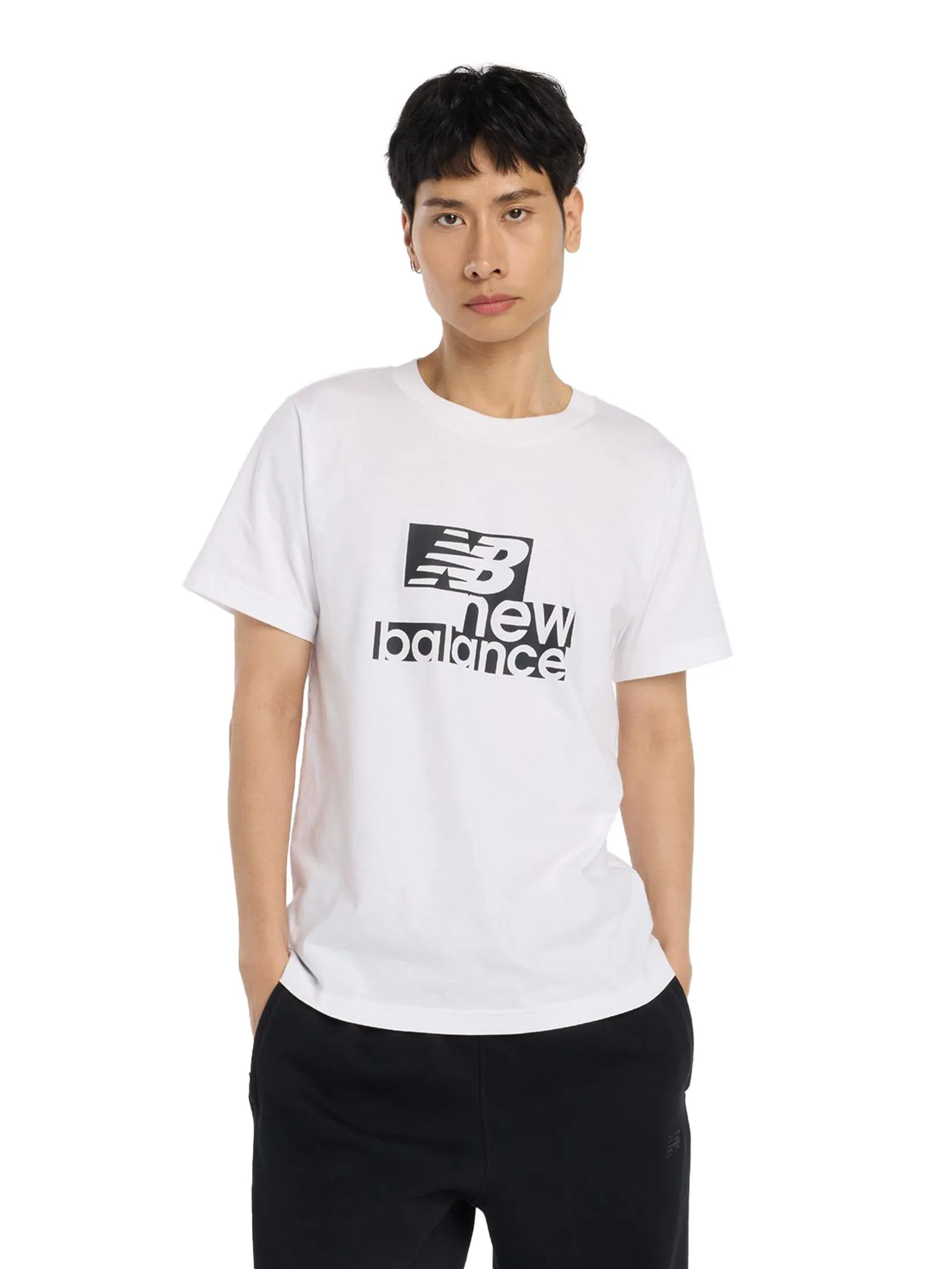 NEW BALANCE Men T-Shirt Sport Graphic Cotton White