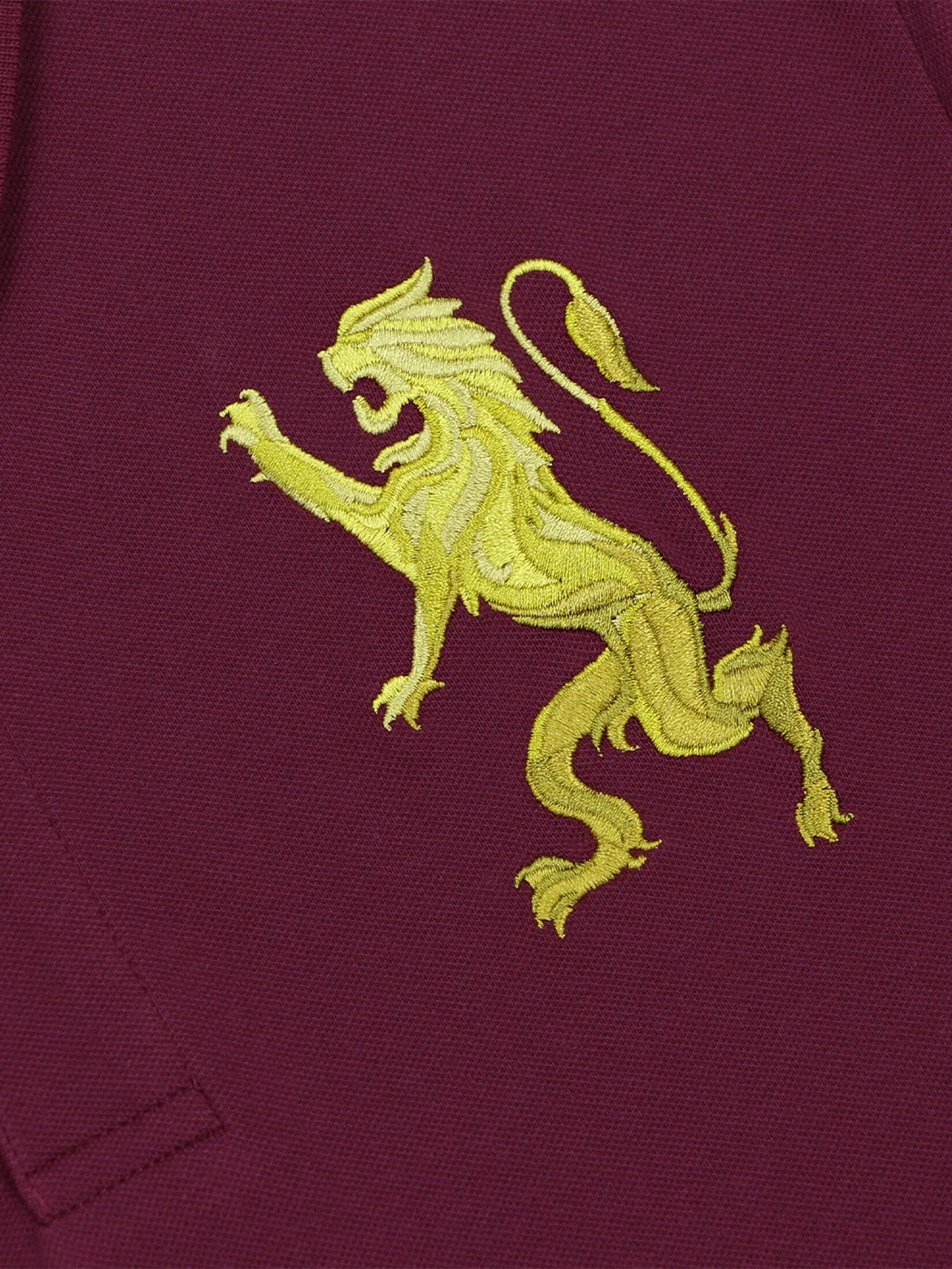 GIORDANO Men's Lycra Pique Embroidery Polo (3D Lion) Burgundy red