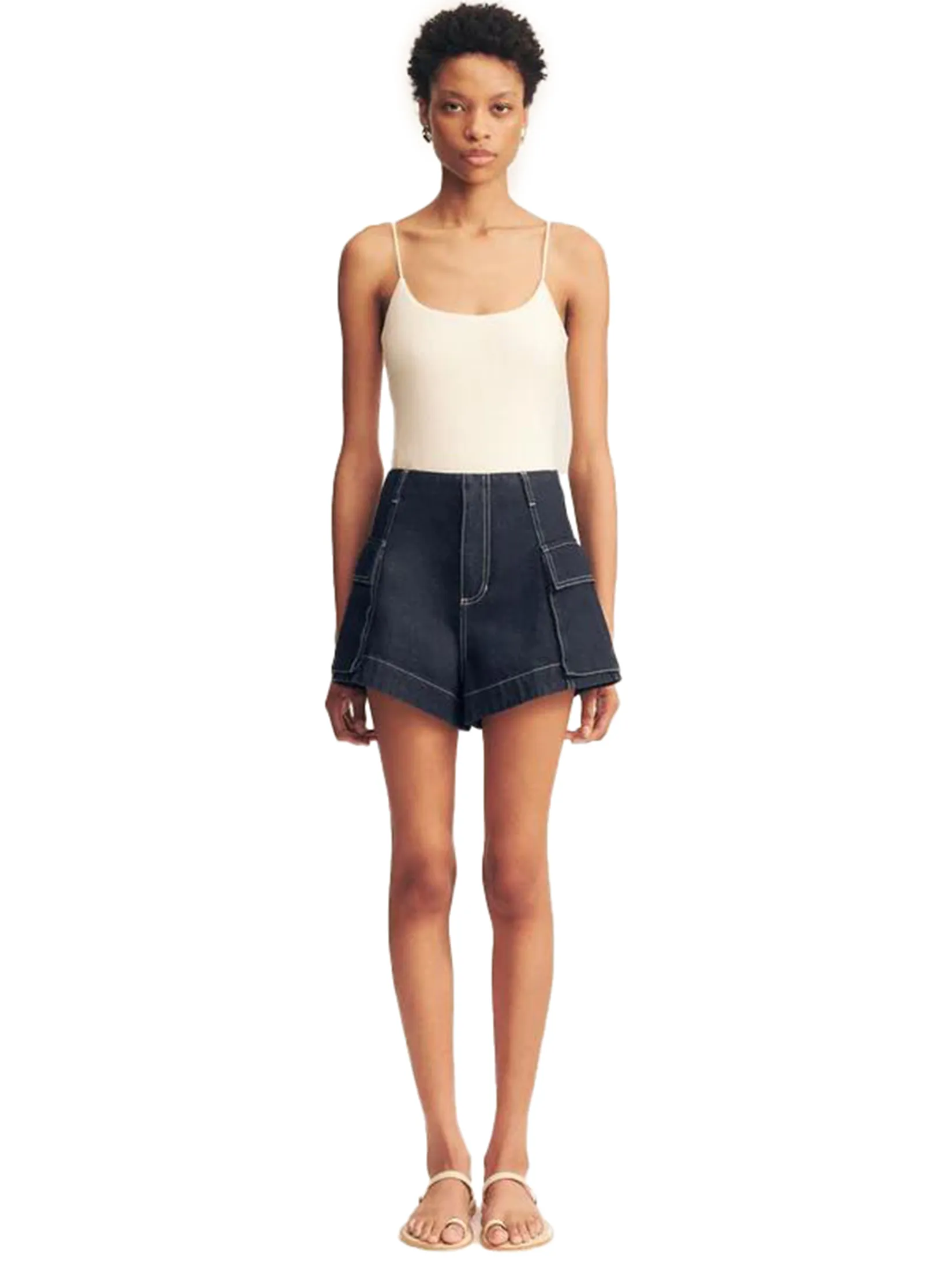 SHONA JOY Women Shorts Patch Pocket Jaques Navy