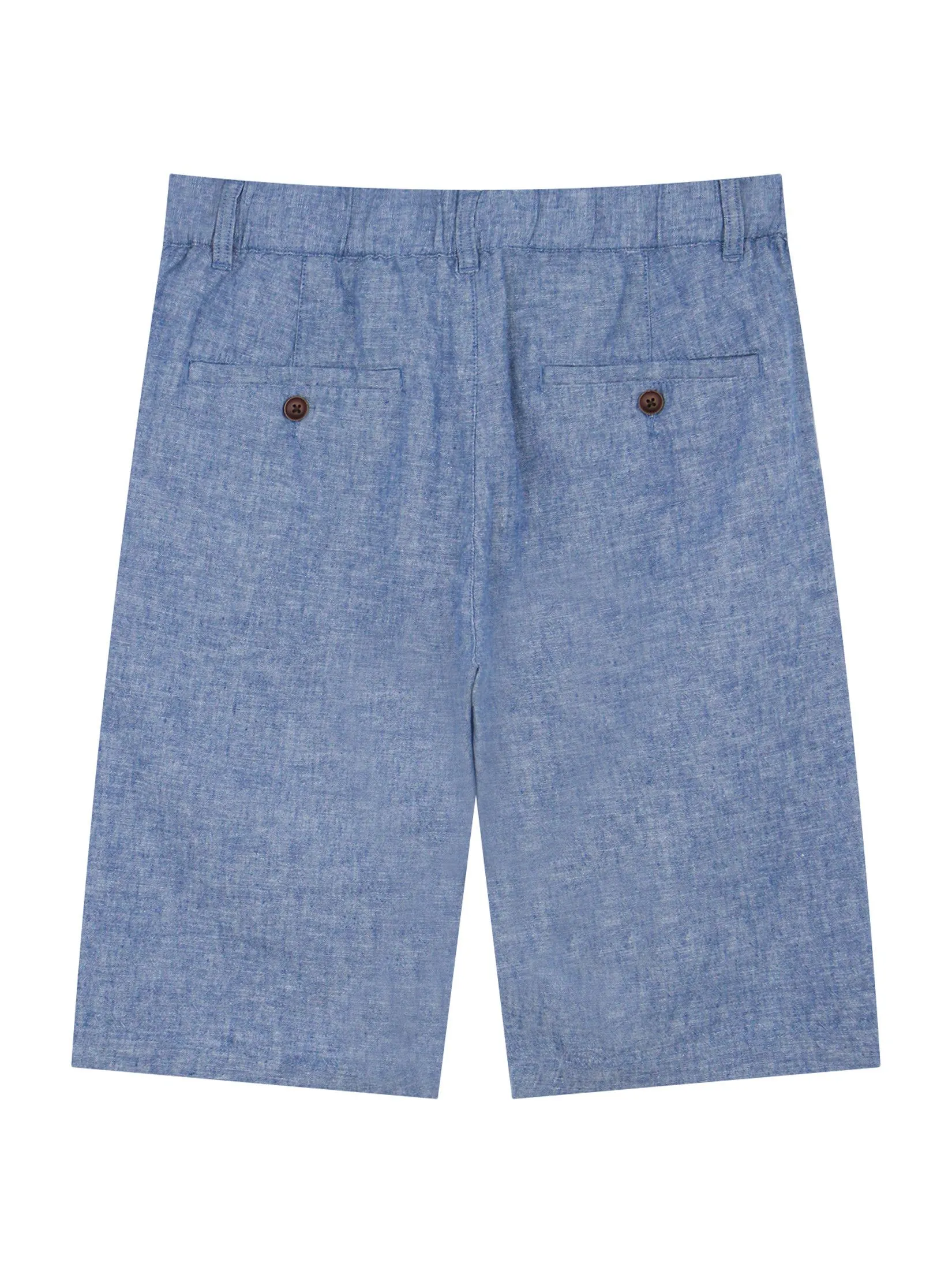 GIORDANO Men's Slim Linen Bermuda Shorts Indigo blue x White
