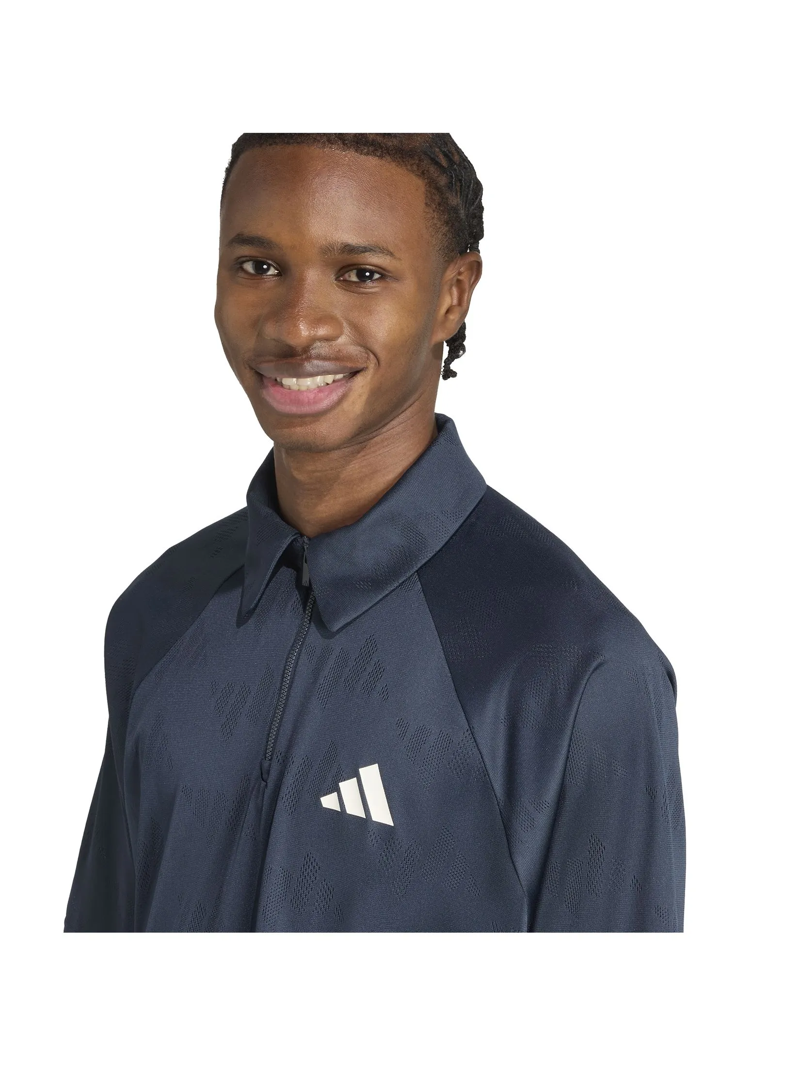 ADIDAS Men Polo Tee Stadium Jacquard JX5604 Blue / Aurora Ink / Off White