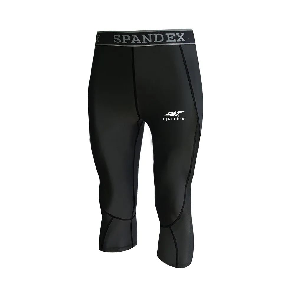 SPANDEX Black/Black-HP002-Compression 3/4 pants Size - M