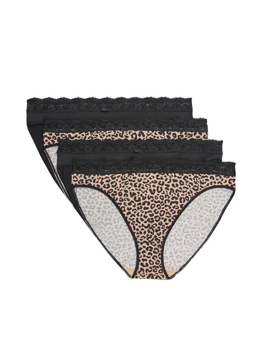 MARKS & SPENCER Women Knickers High Leg 4 pk Multi-Color