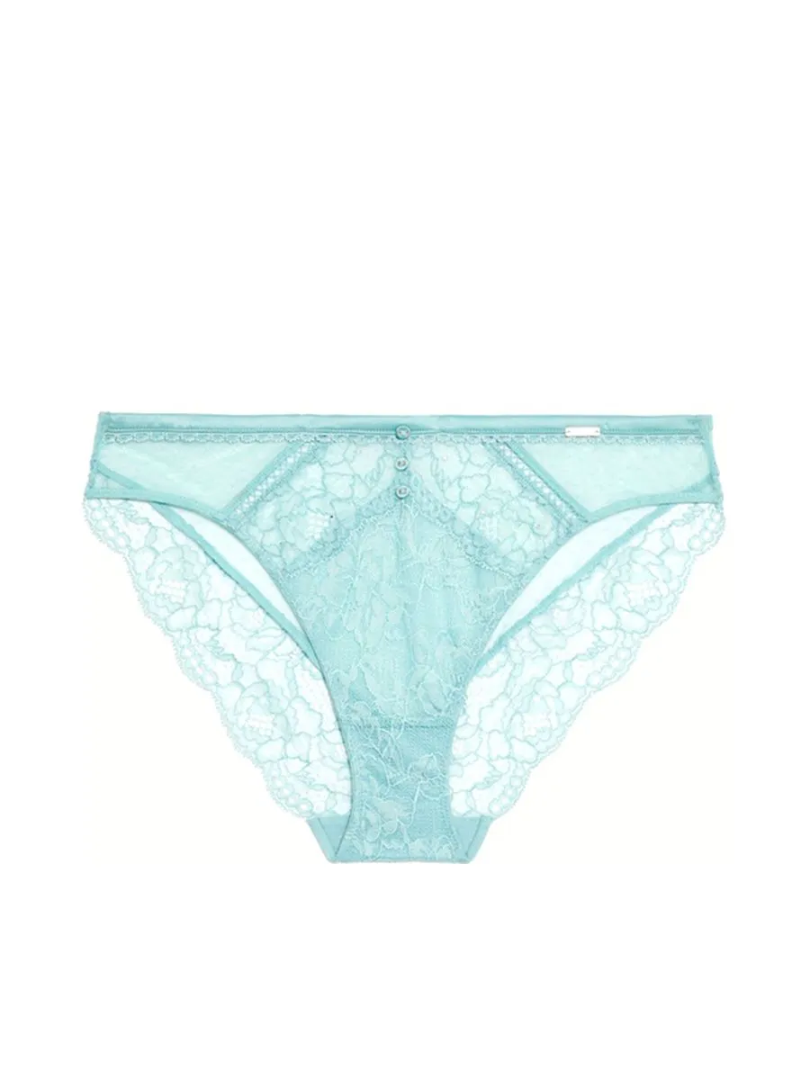 MARKS & SPENCER Women High Leg Knickers Aster Sparkle Lace Asagi